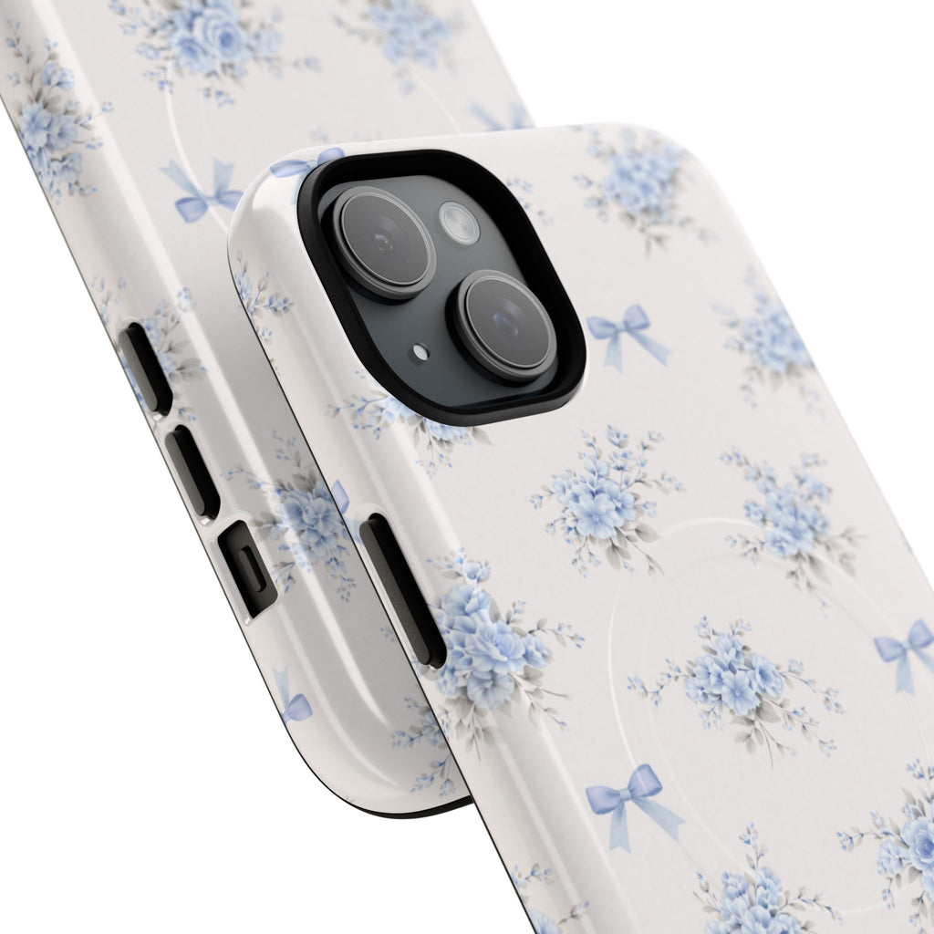 Blue Floral Bow iPhone Case – MagSafe Compatible