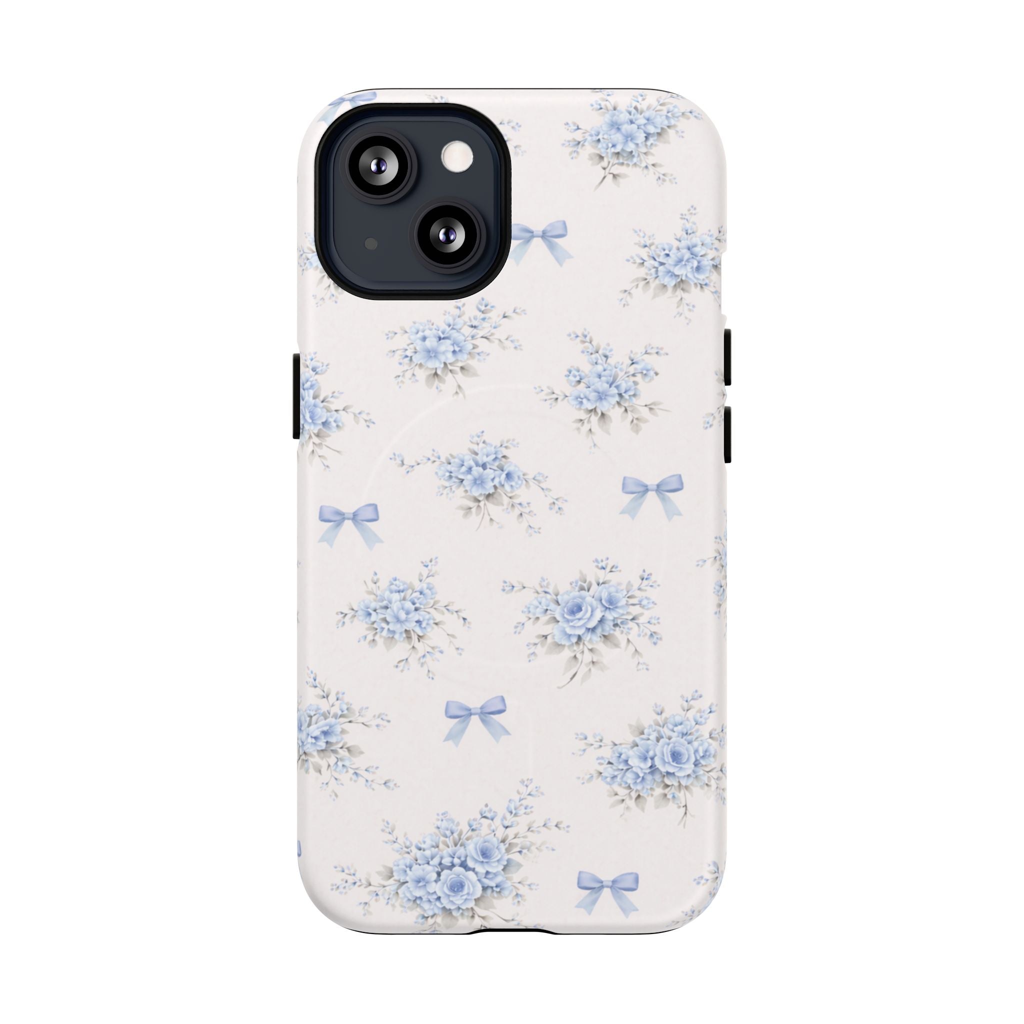 Blue Floral Bow iPhone Case – MagSafe Compatible