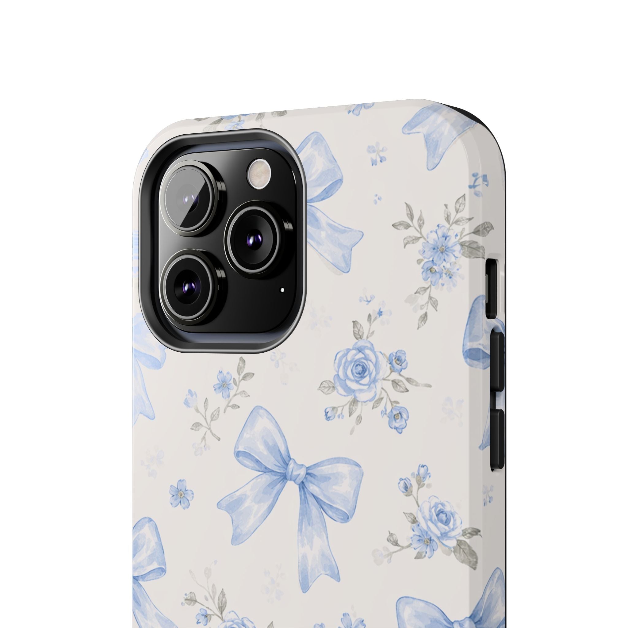 Blue Watercolor Bows iPhone Case, Floral Bow Pattern