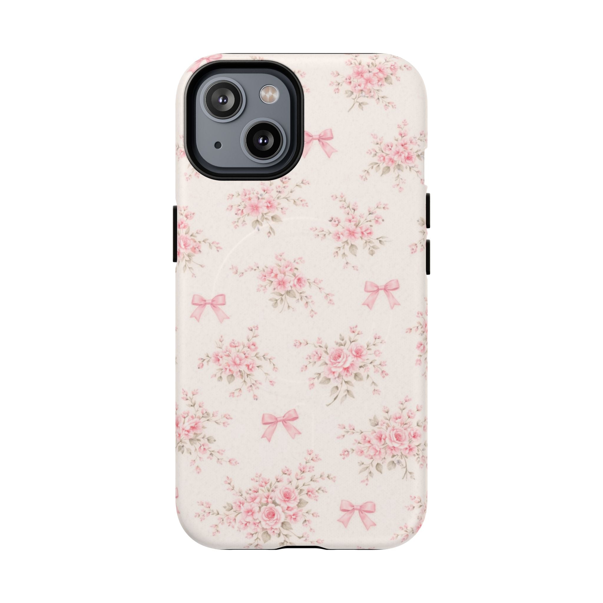 Floral Pink Bow iPhone Case – MagSafe Compatible