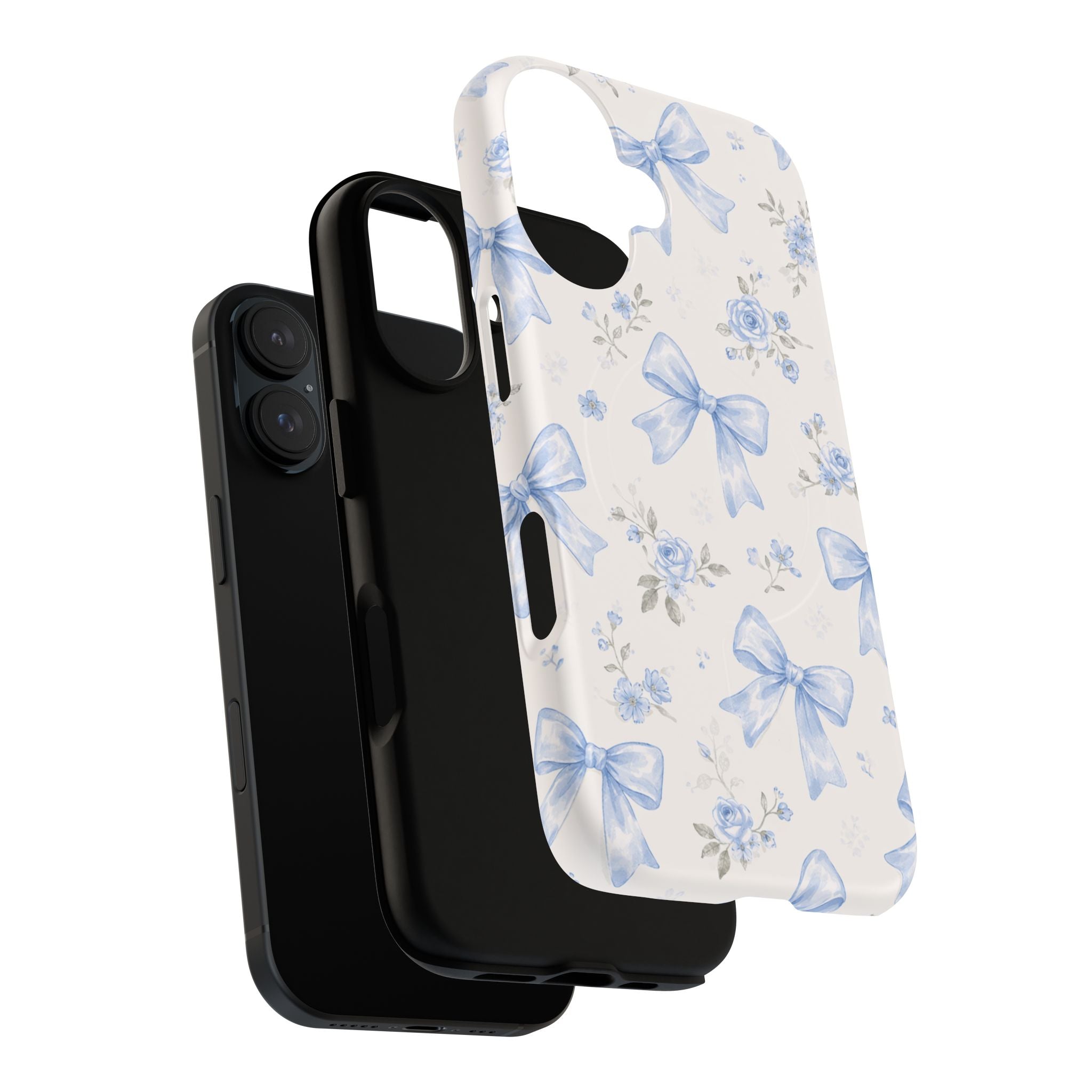 Floral Blue Bow iPhone Case – MagSafe Compatible