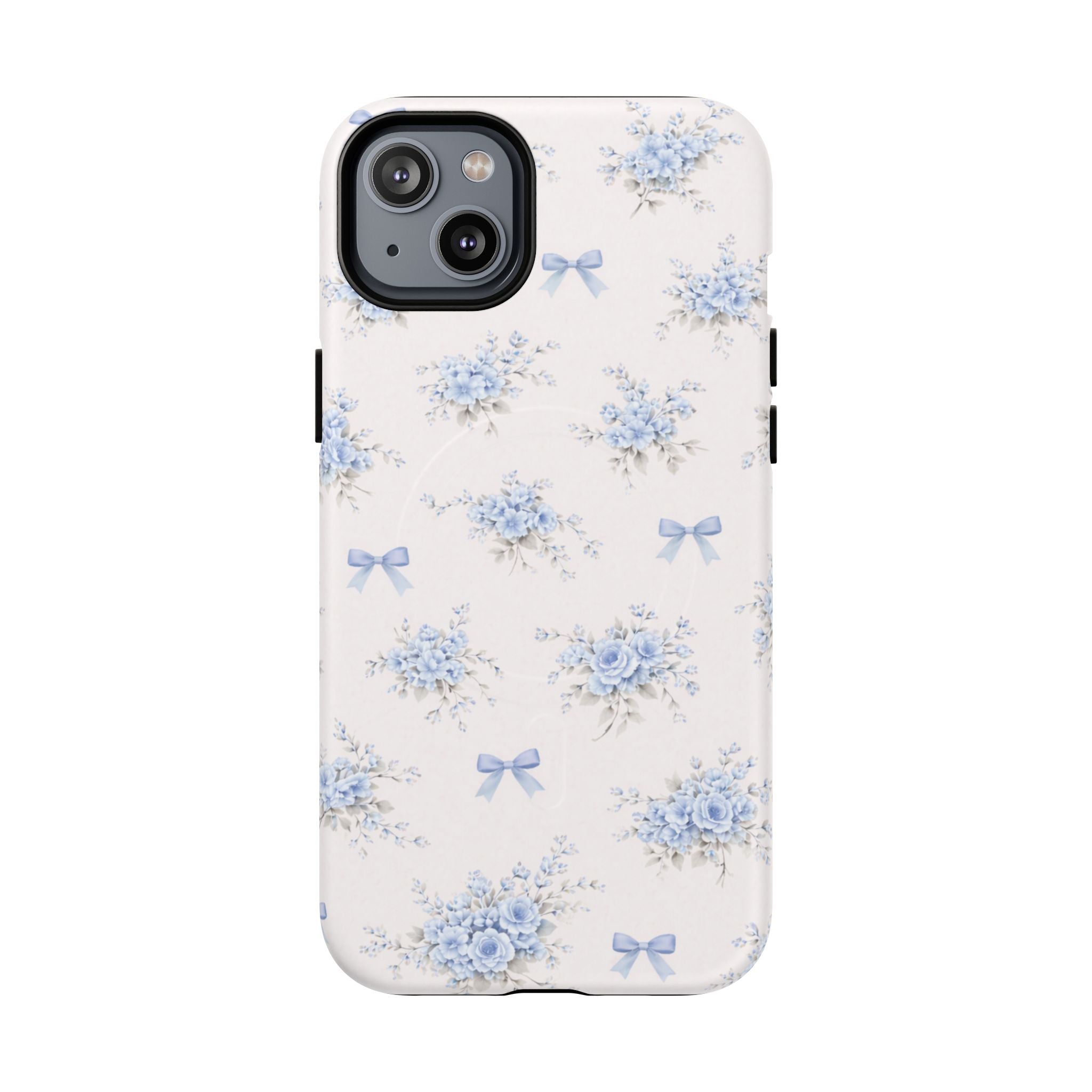 Blue Floral Bow iPhone Case – MagSafe Compatible