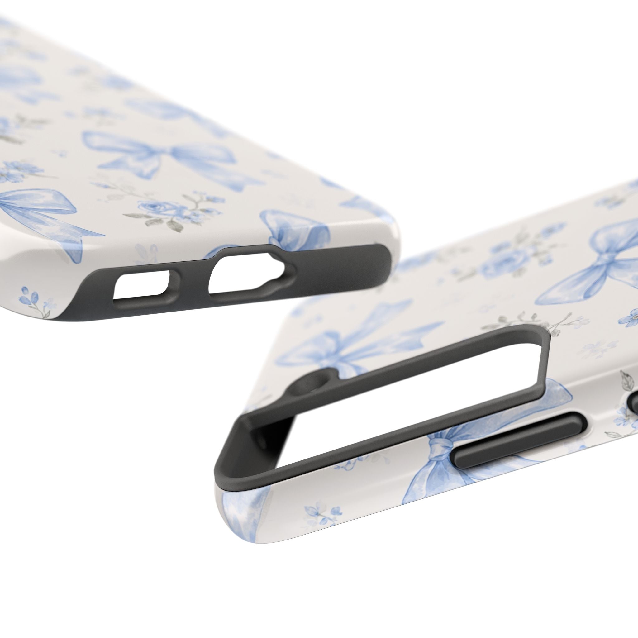 Blue Watercolor Bows Floral Pattern iPhone Case, Magnetic Impact-Resistant