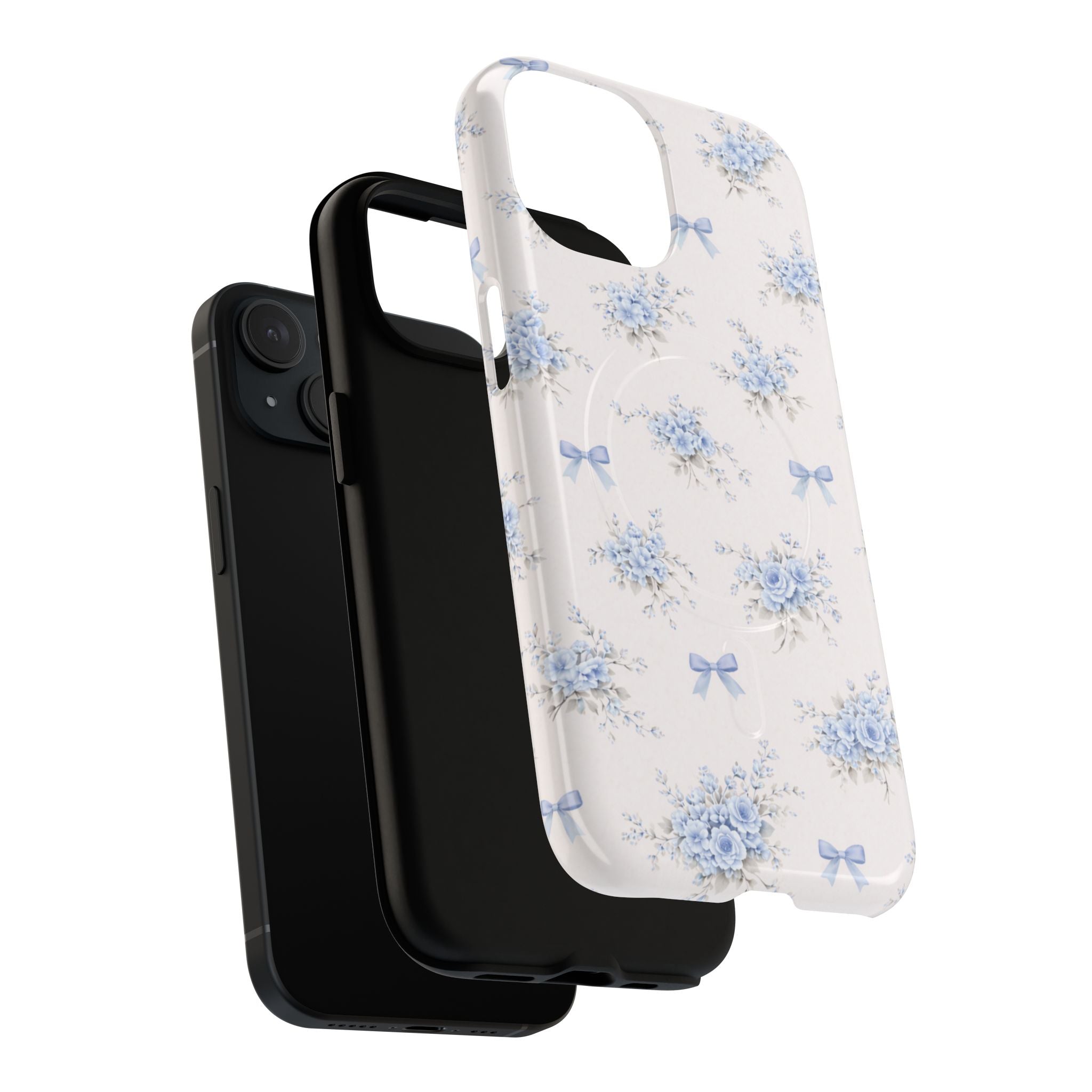 Blue Floral Bow iPhone Case – MagSafe Compatible