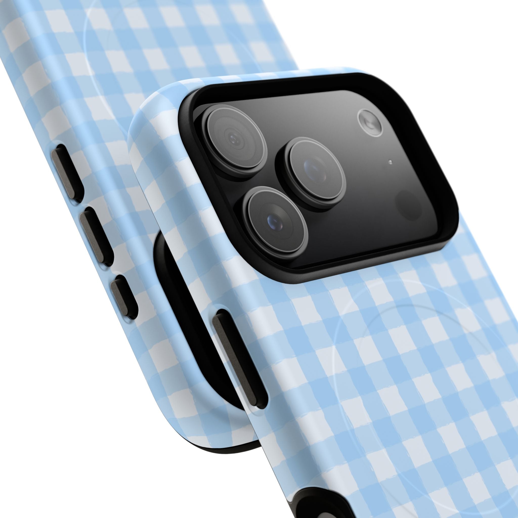 Blue Gingham iPhone Case – MagSafe Compatible