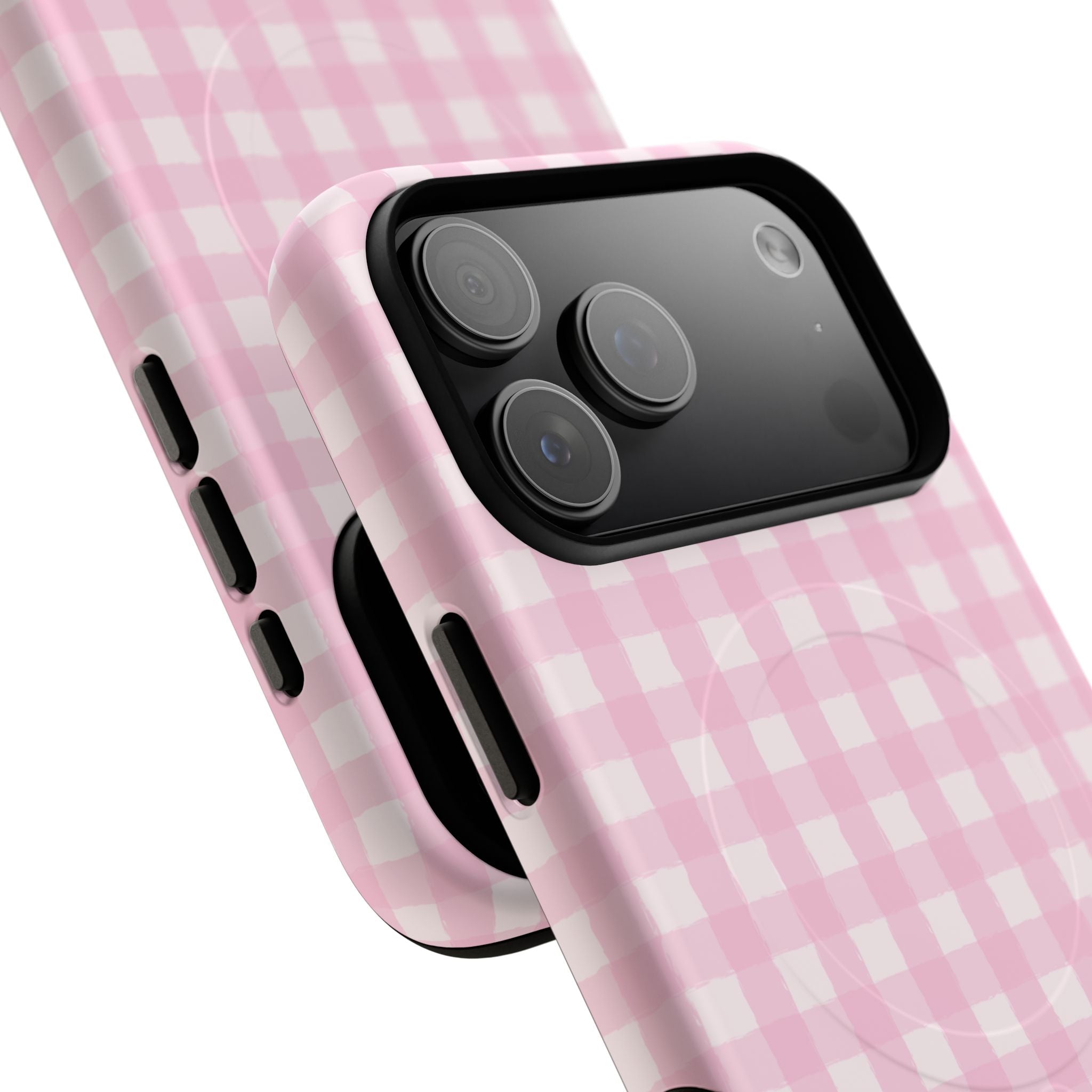 Pink Gingham iPhone Case – MagSafe Compatible
