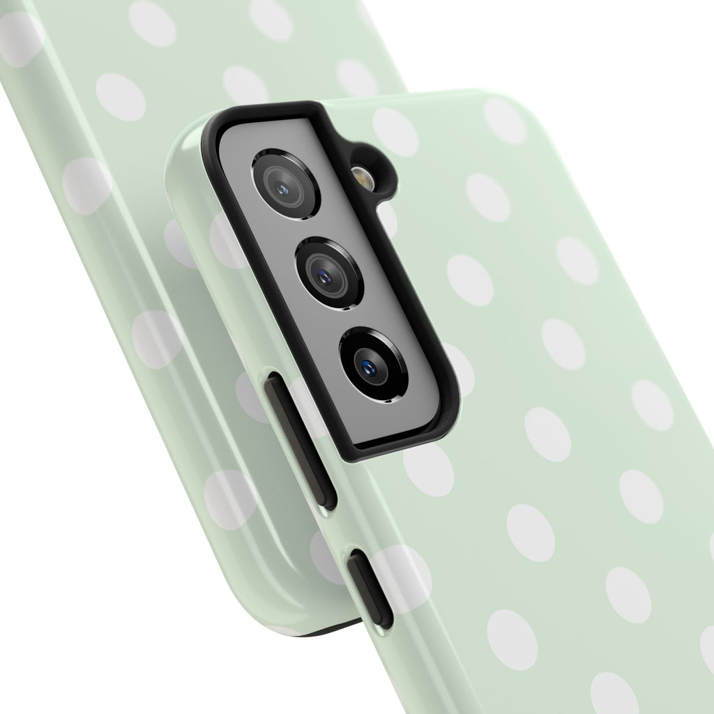 Mint Polka Dot Tough Samsung Case - Pastel Green Protective Phone Cover