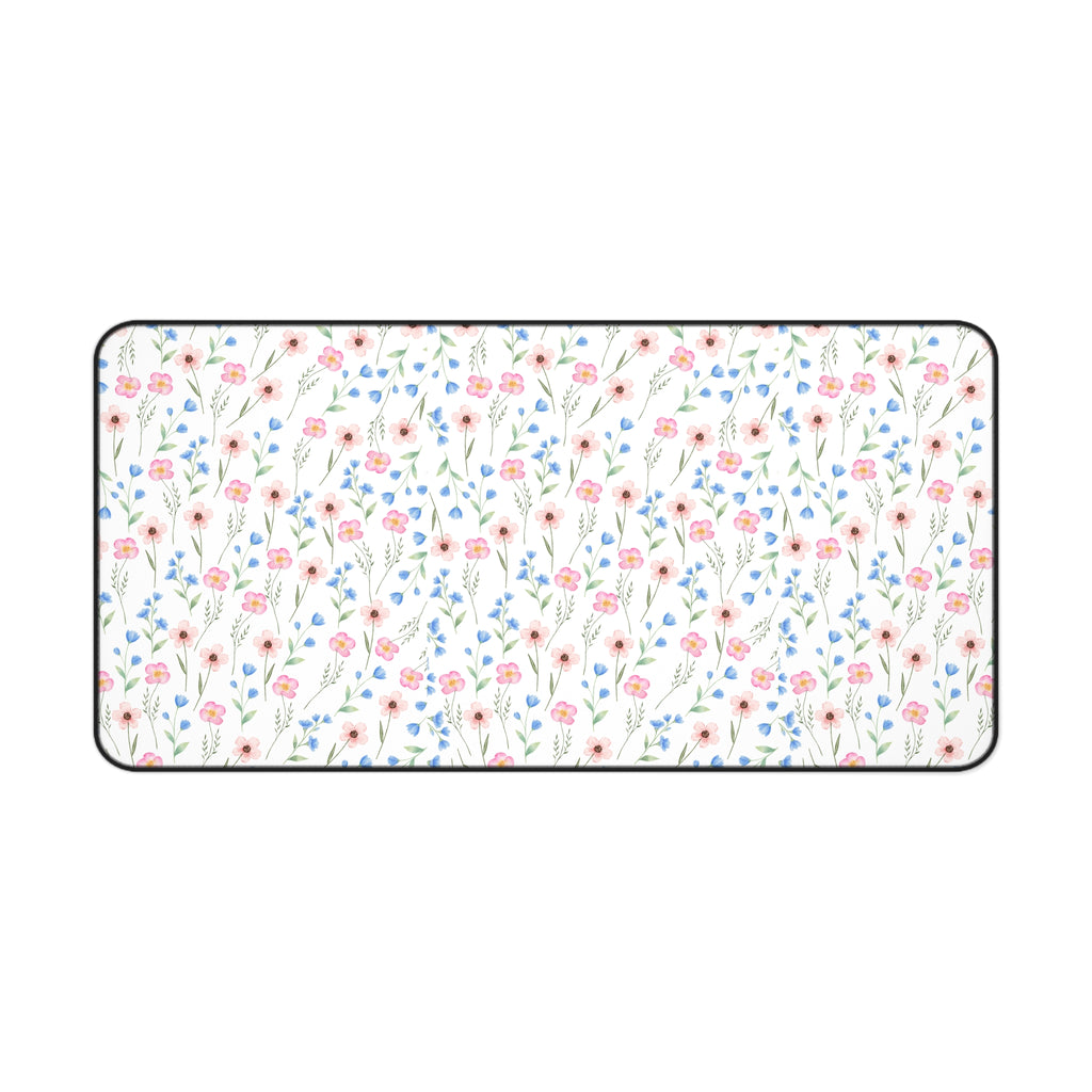 Floral Wildflower Desk Mat – Pastel Meadow Mousepad for Home Office & Study