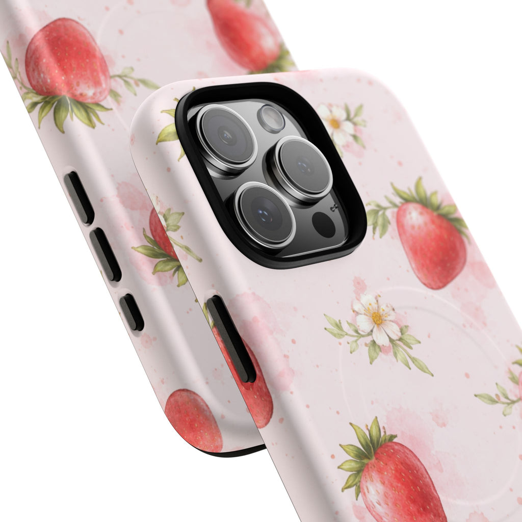 Strawberry Blossom iPhone Case – MagSafe Compatible