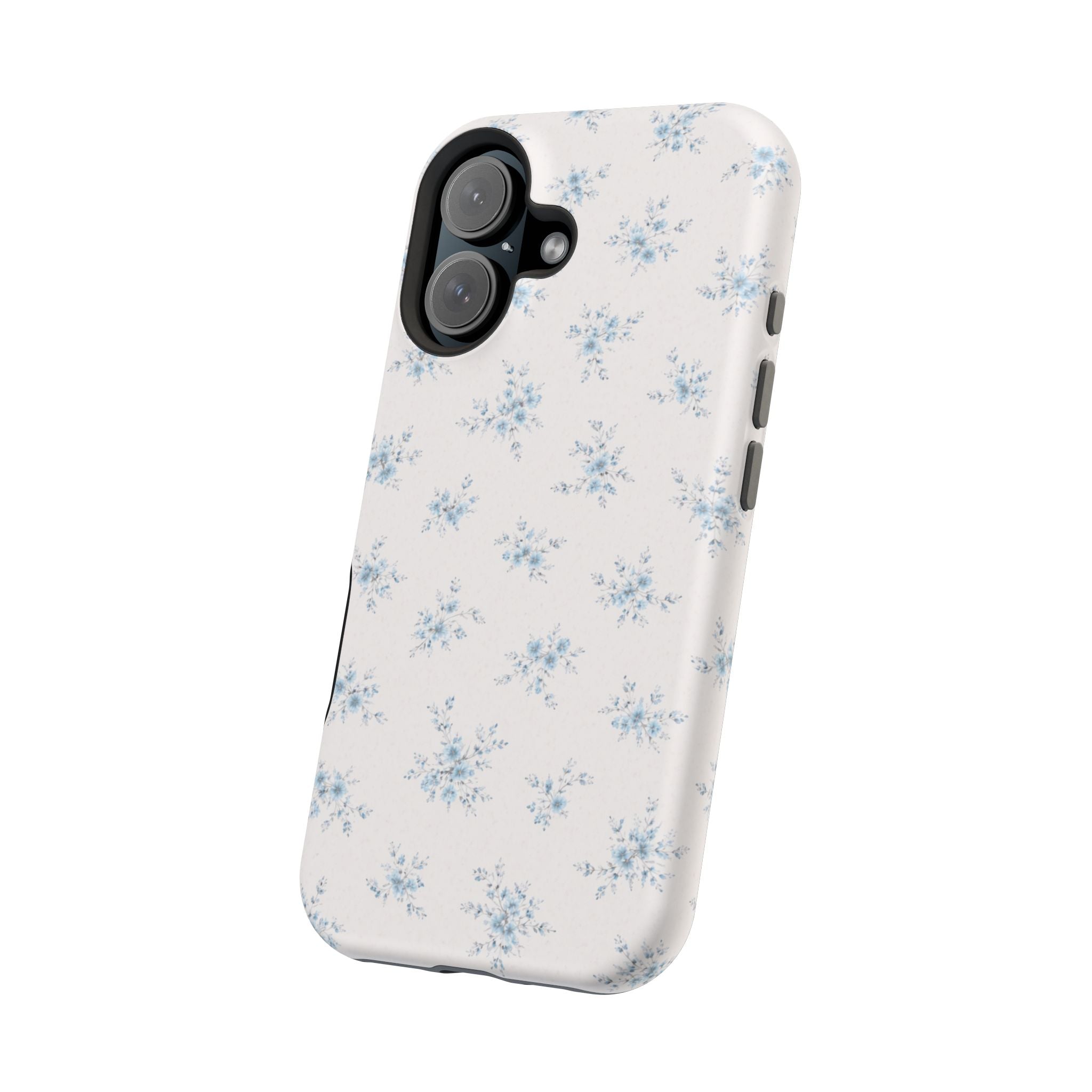 Blue Floral Pattern iPhone Case | Magnetic Impact-Resistant Case
