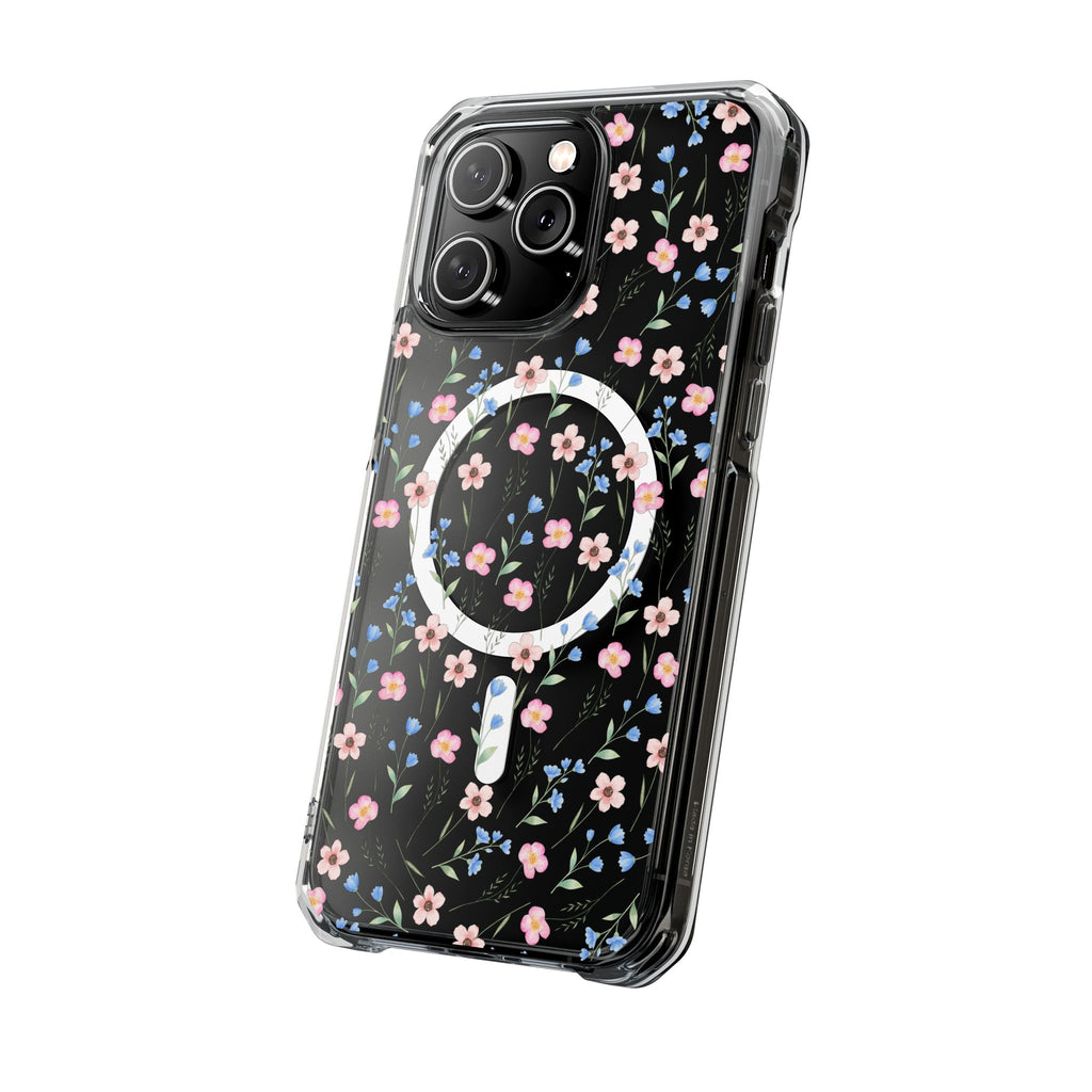 MagSafe Clear Phone Case — Pink Floral Pattern