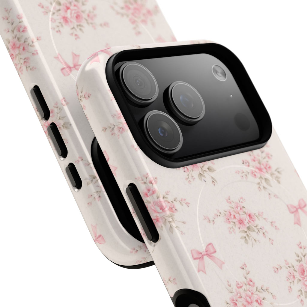 Floral Pink Bow iPhone Case – MagSafe Compatible