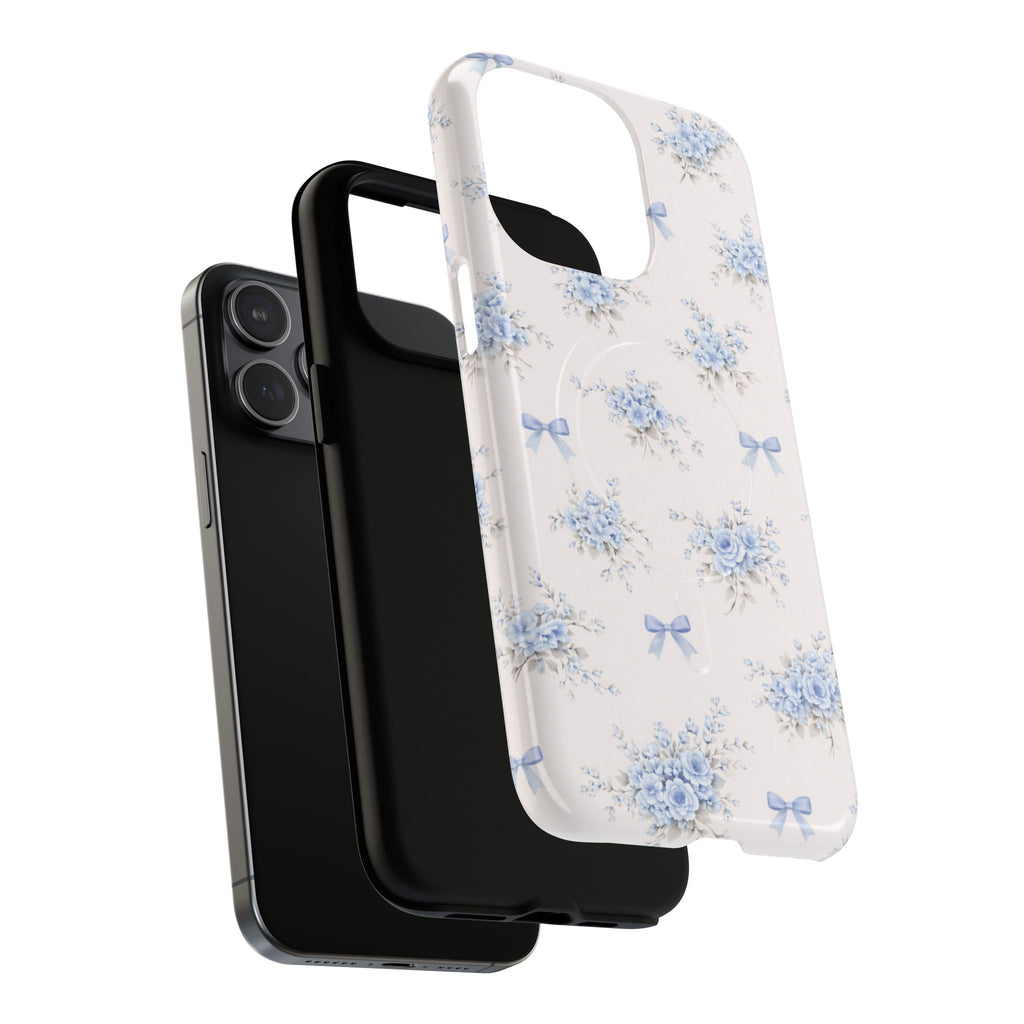 Blue Floral Bow iPhone Case – MagSafe Compatible