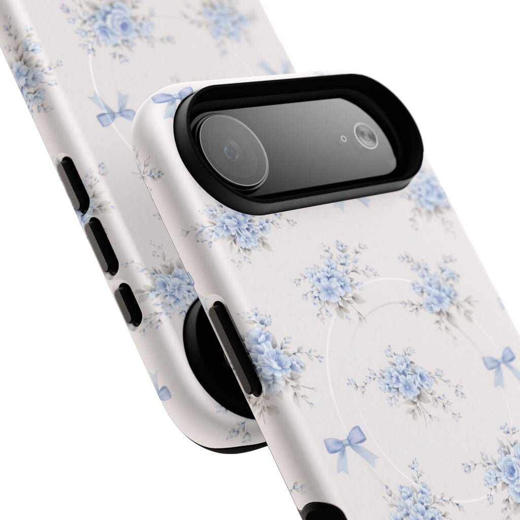 Blue Floral Bow iPhone Case – MagSafe Compatible