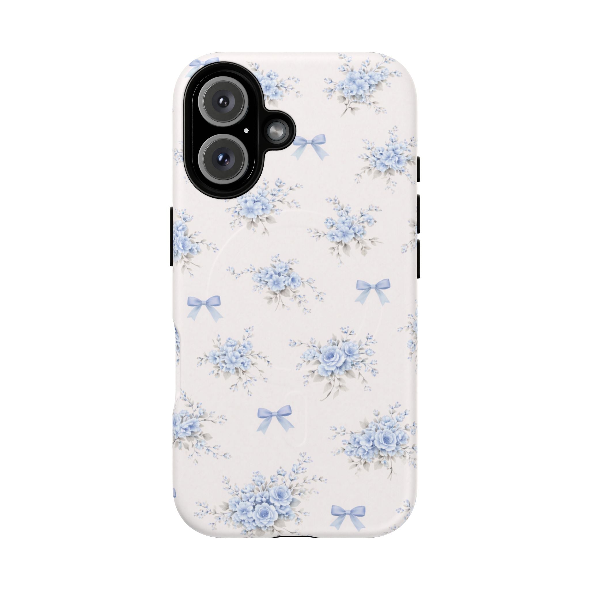 Blue Floral Bow iPhone Case – MagSafe Compatible