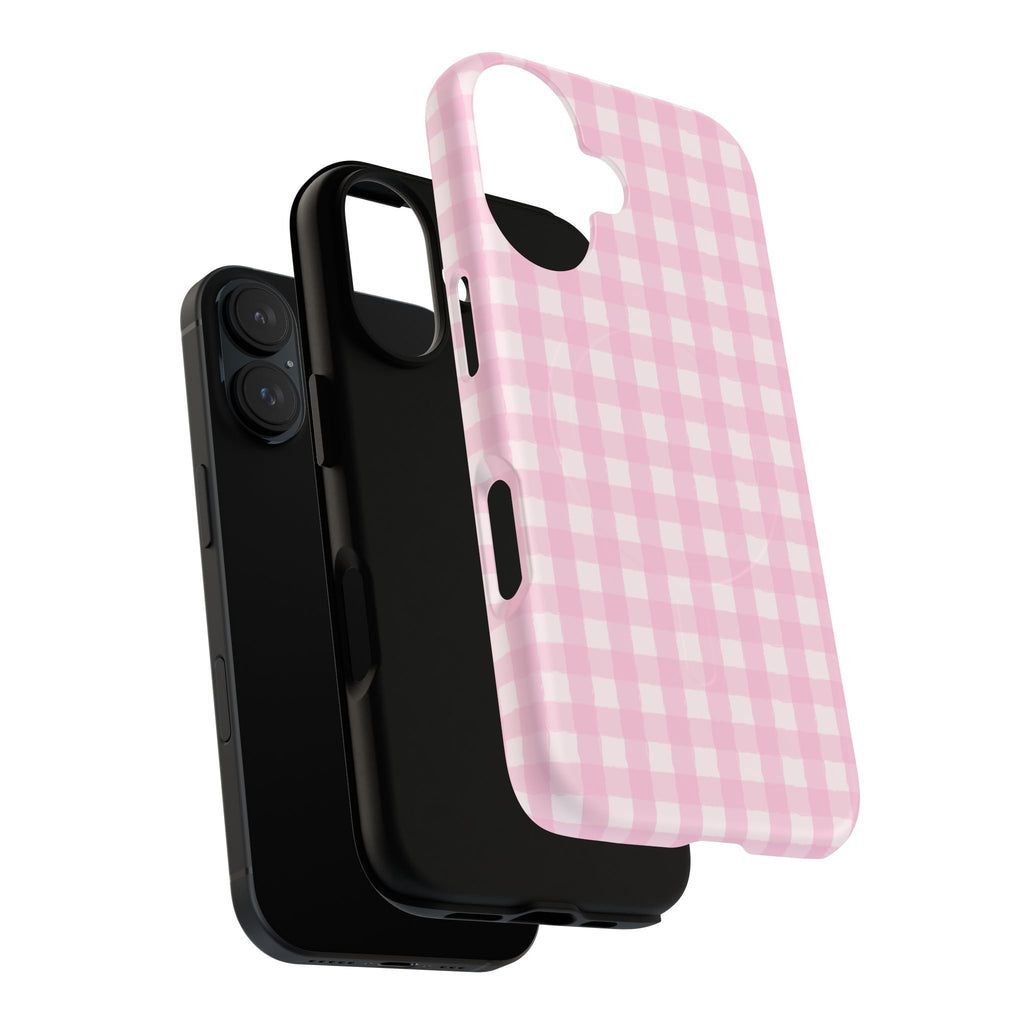 Pink Gingham iPhone Case – MagSafe Compatible