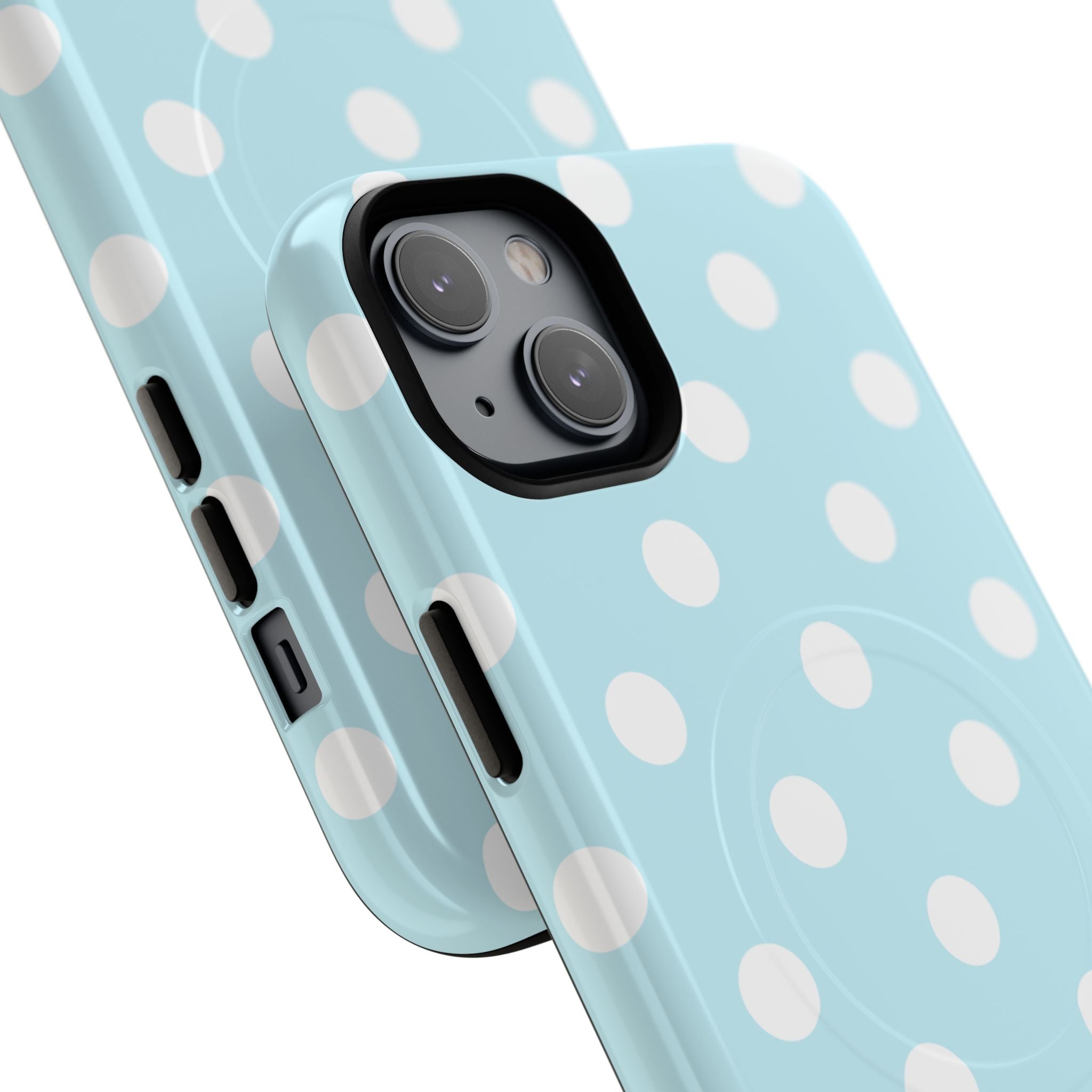 Blue Polka Dot iPhone Case – MagSafe Compatible