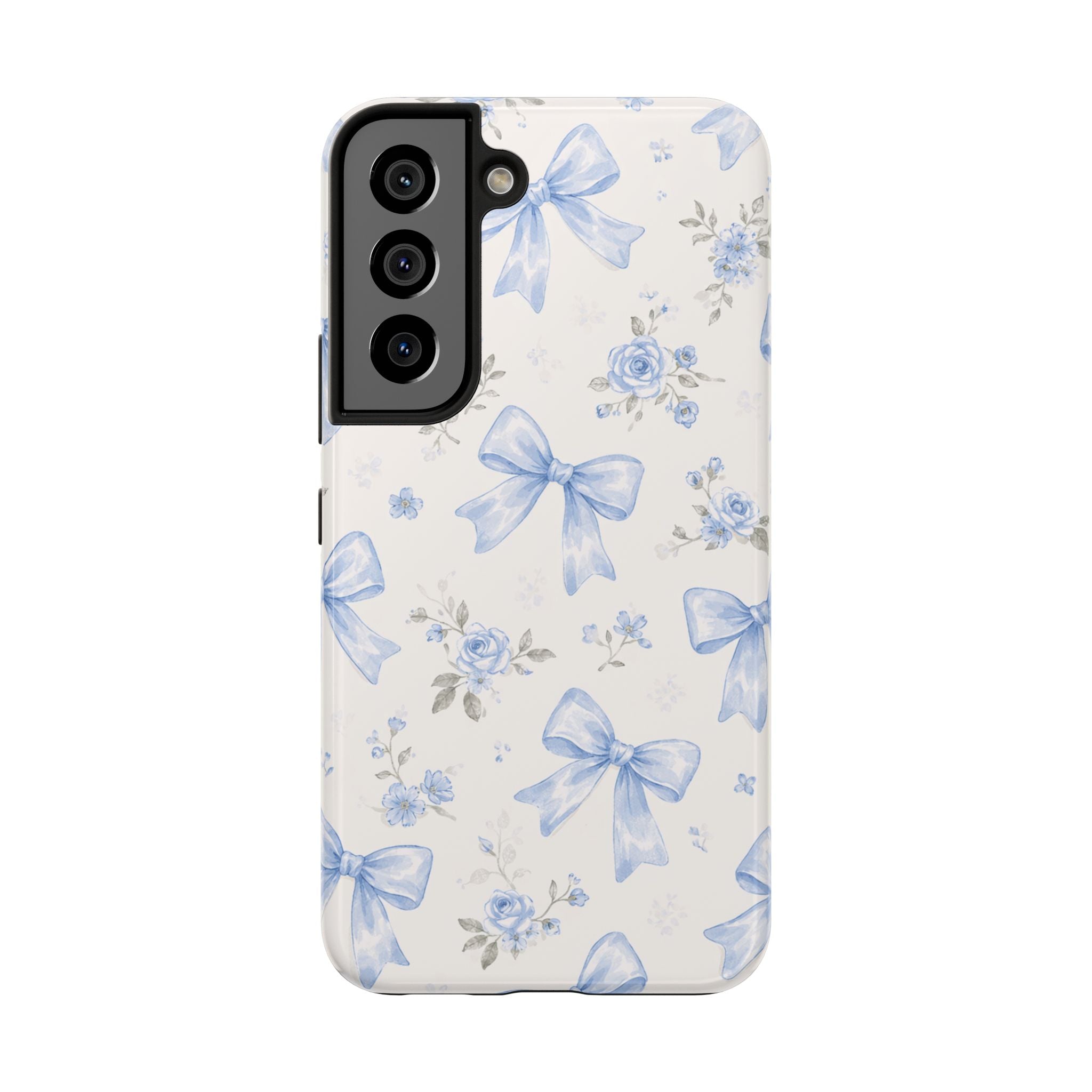 Blue Watercolor Bows Floral Pattern iPhone Case, Magnetic Impact-Resistant