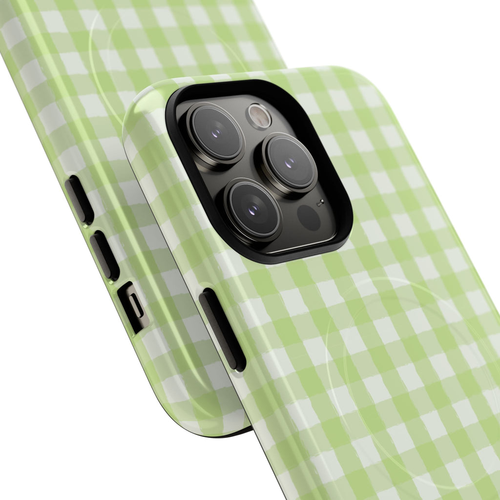 Green Gingham iPhone Case – MagSafe Compatible