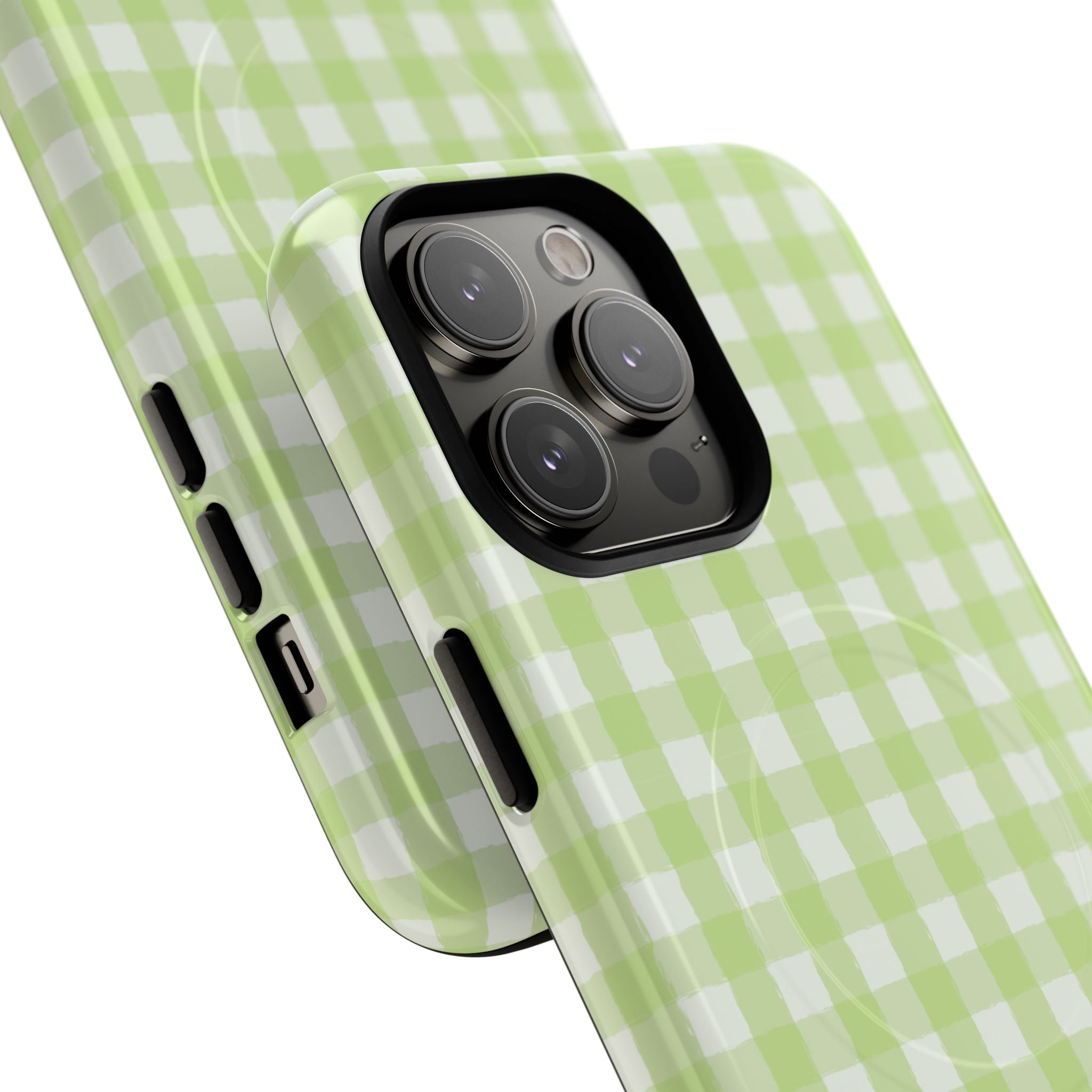 Green Gingham iPhone Case – MagSafe Compatible