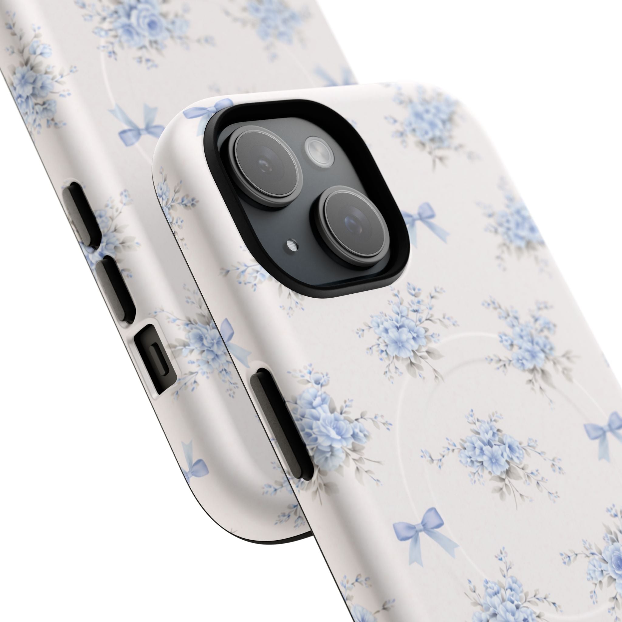 Blue Floral Bow iPhone Case – MagSafe Compatible