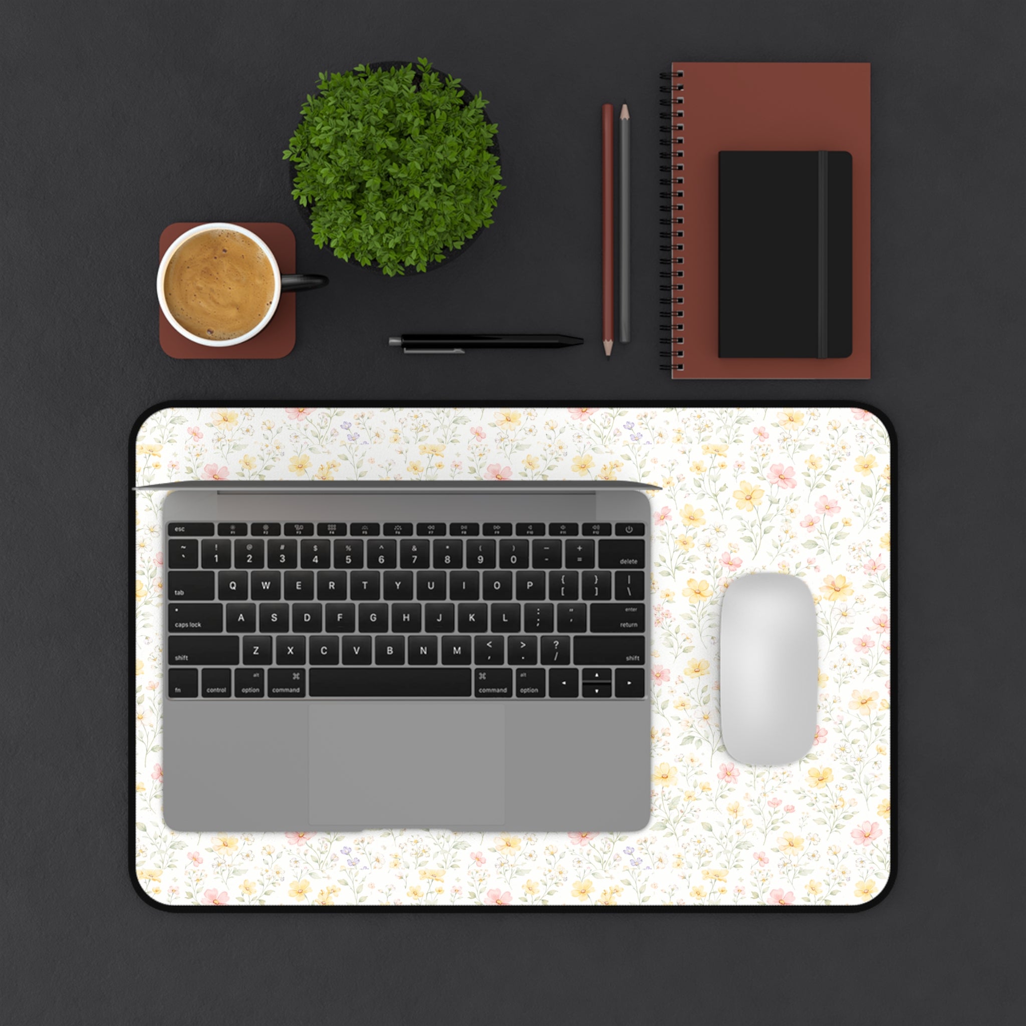 Tiny Pastel Wildflowers Desk Mat, Floral Mouse Pad Deskpad