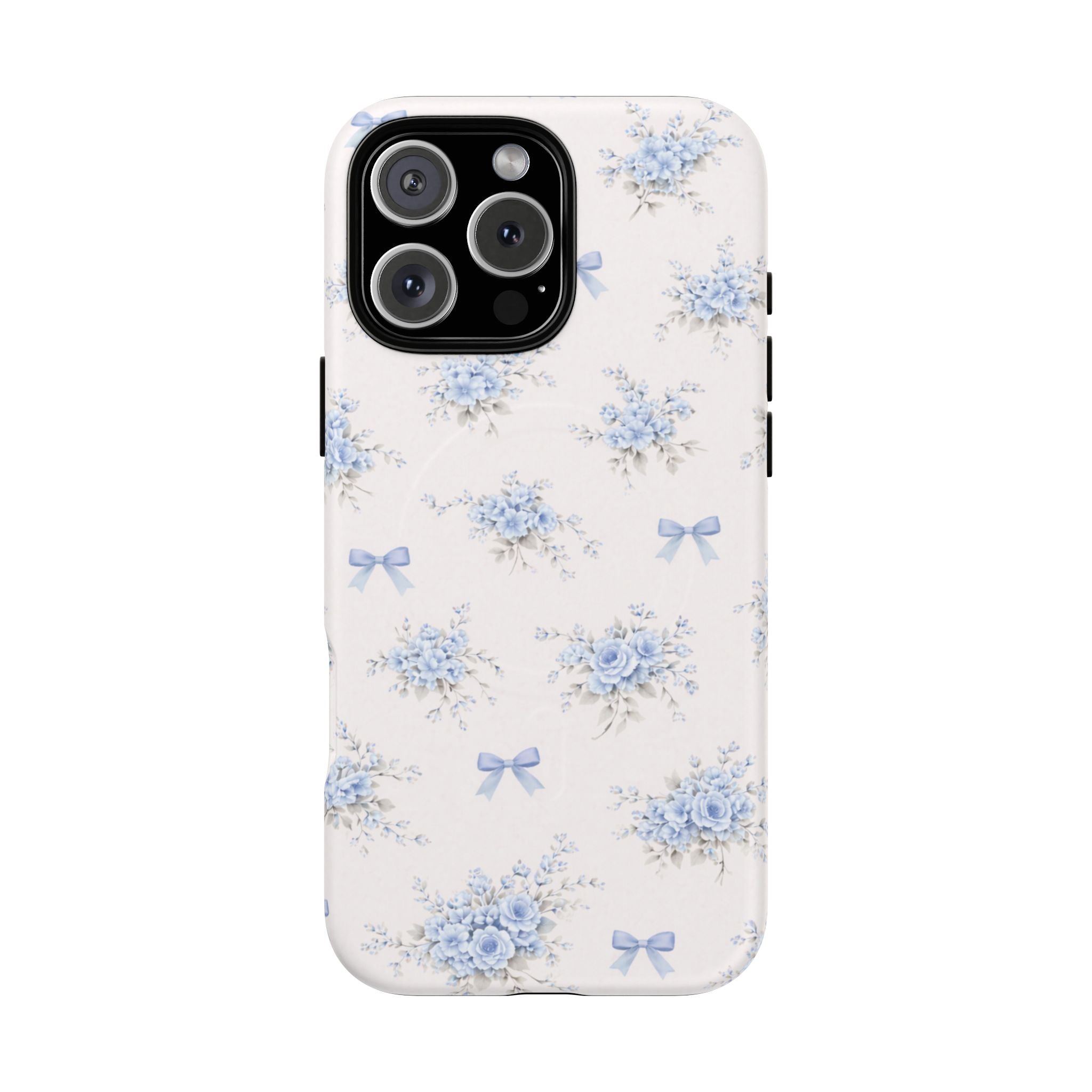 Blue Floral Bow iPhone Case – MagSafe Compatible