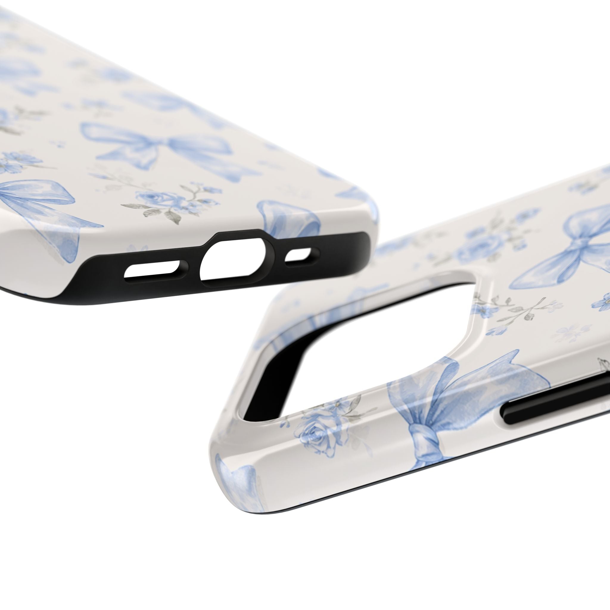 Blue Watercolor Bows iPhone Case, Floral Bow Pattern