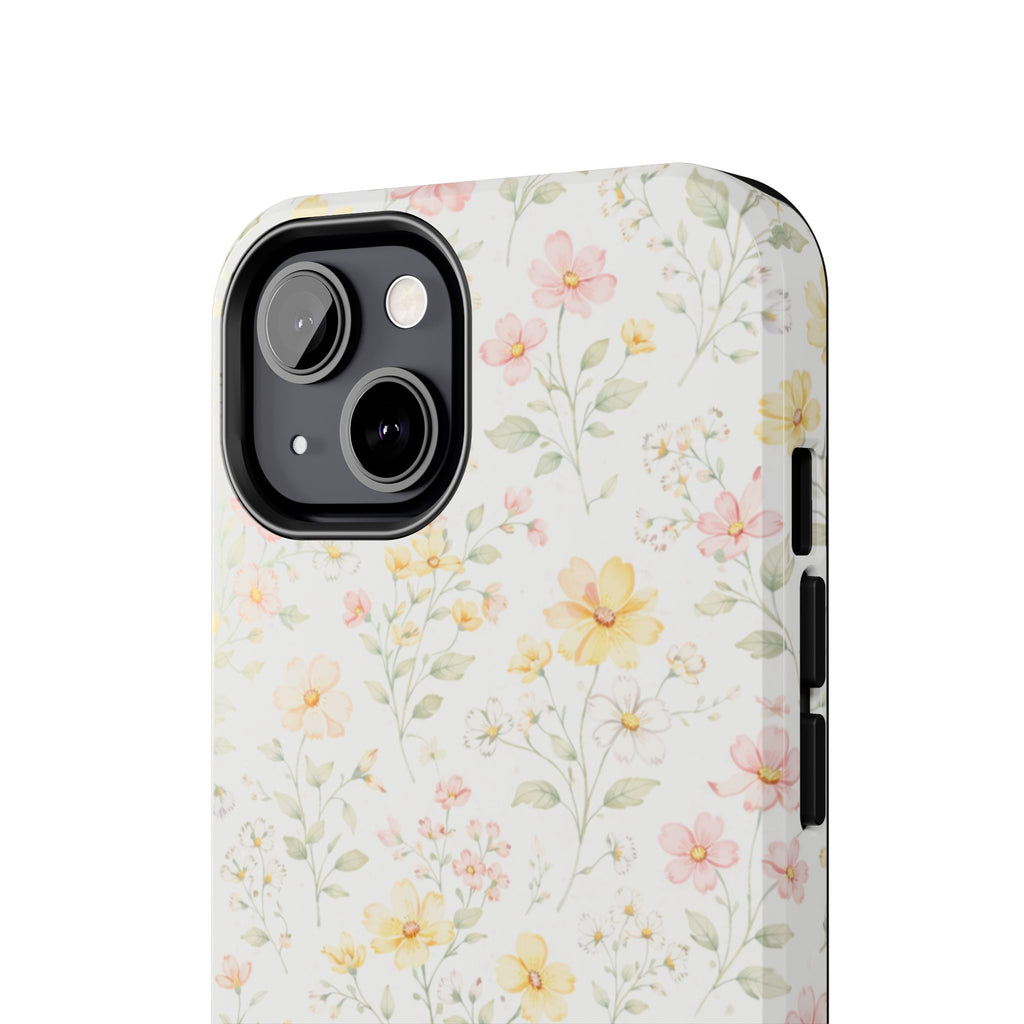 Delicate Pastel Wildflowers Tough Phone Case, Floral Botanical Pattern