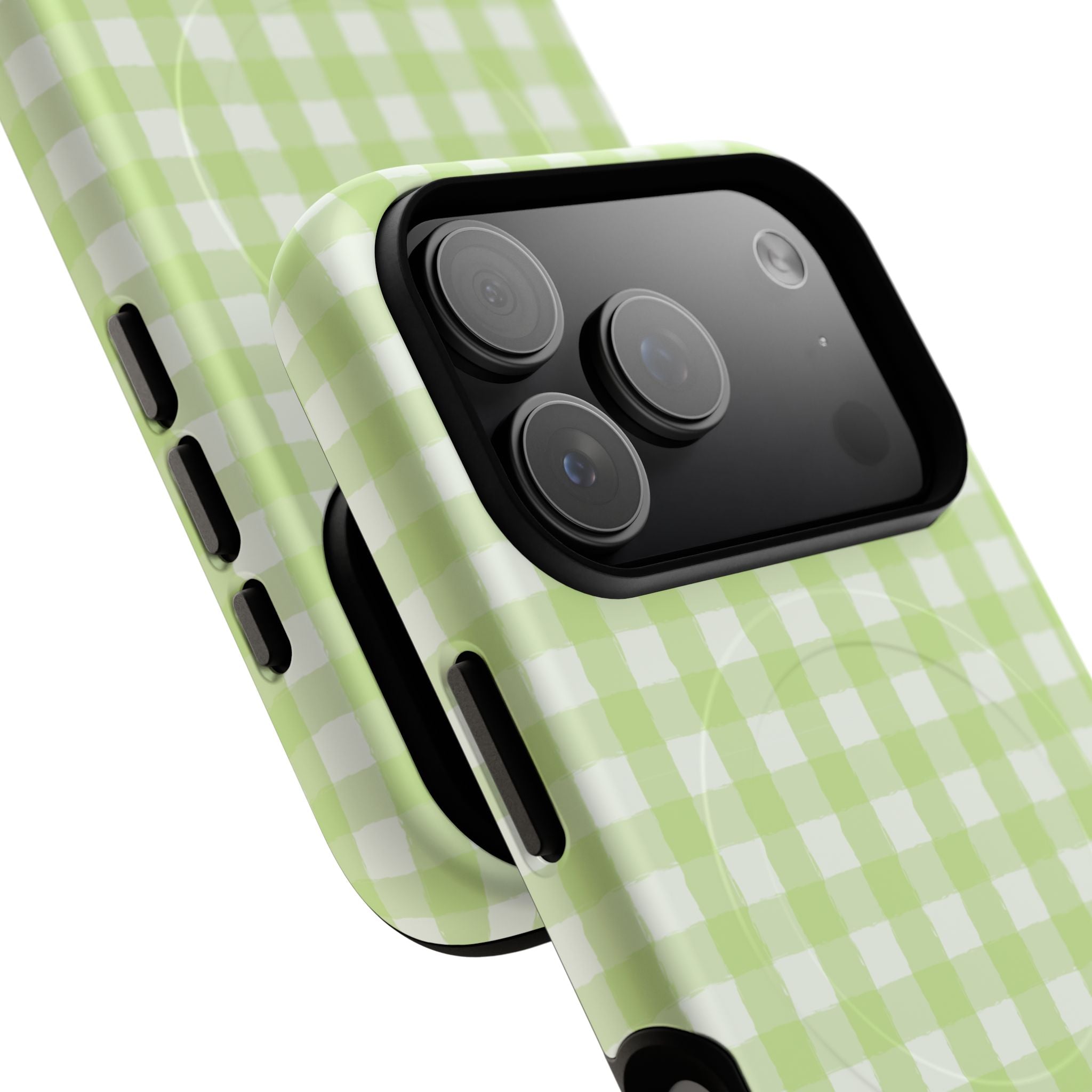 Green Gingham iPhone Case – MagSafe Compatible