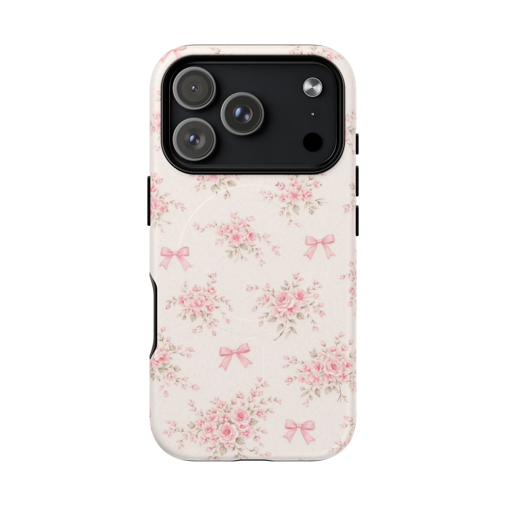 Floral Pink Bow iPhone Case – MagSafe Compatible