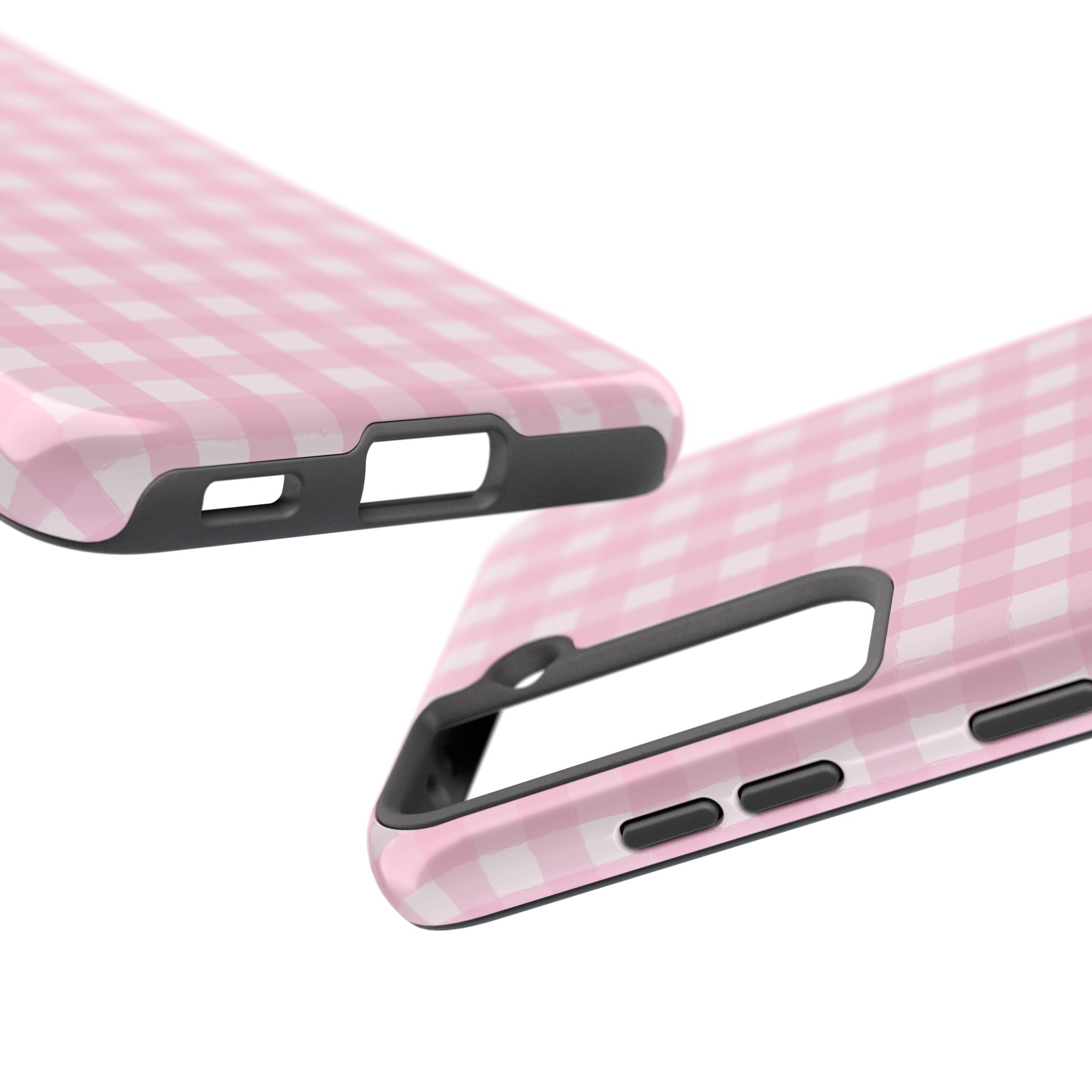 Pink Gingham Tough Samsung Case – Protective Check Pattern Cover for Women & Teens