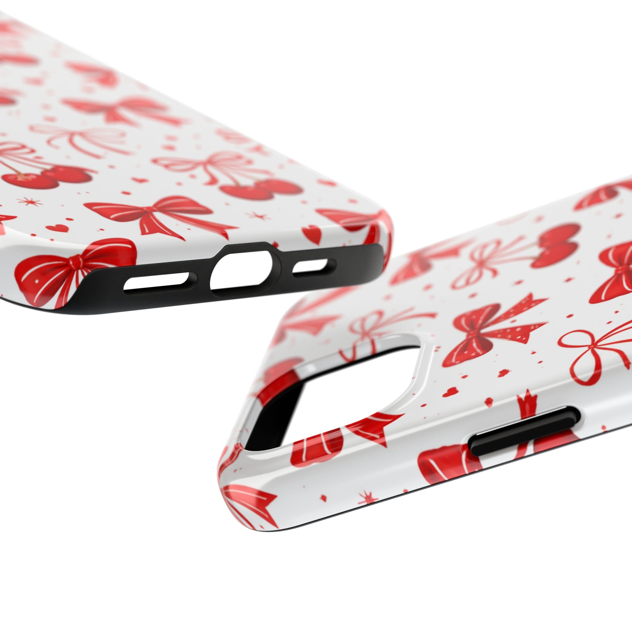 Red Cherry Bows Tough Phone Case, Cherry Pattern Phone Case