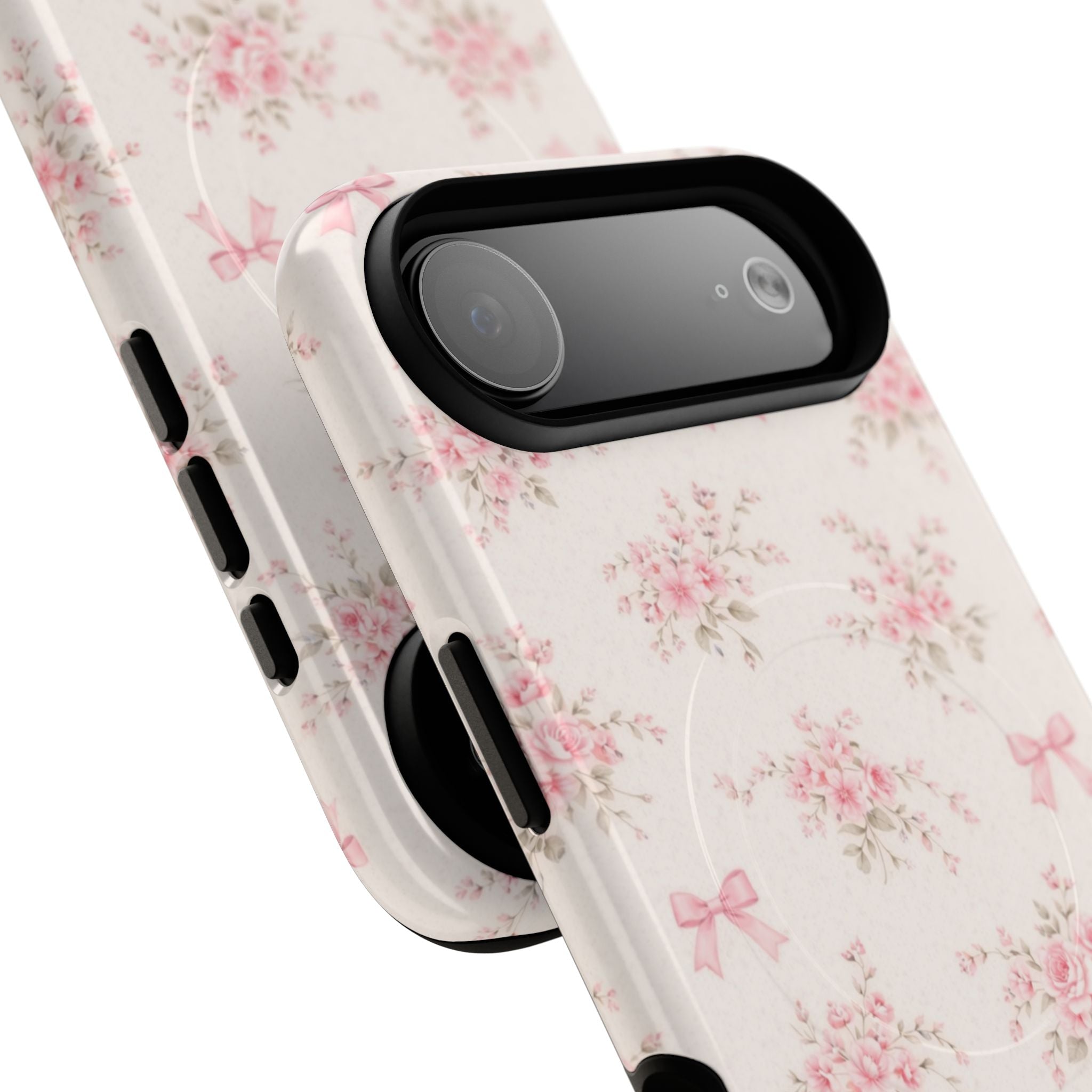 Floral Pink Bow iPhone Case – MagSafe Compatible