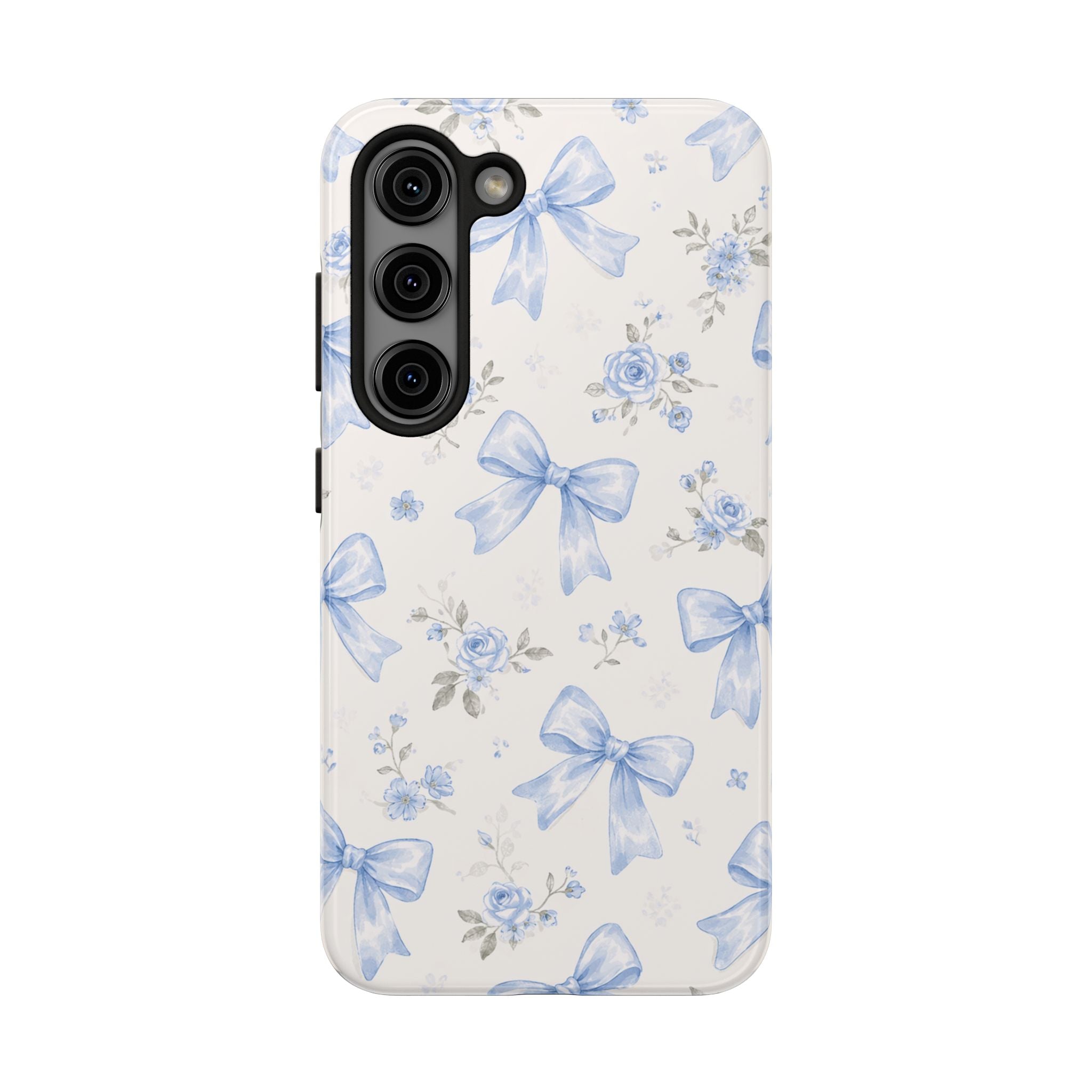 Blue Watercolor Bows Floral Pattern iPhone Case, Magnetic Impact-Resistant