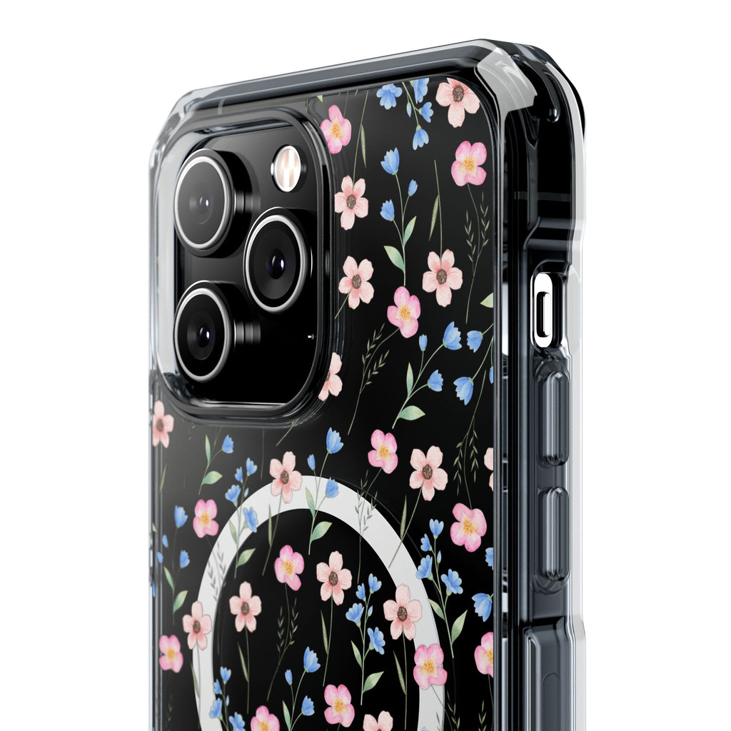 MagSafe Clear Phone Case — Pink Floral Pattern