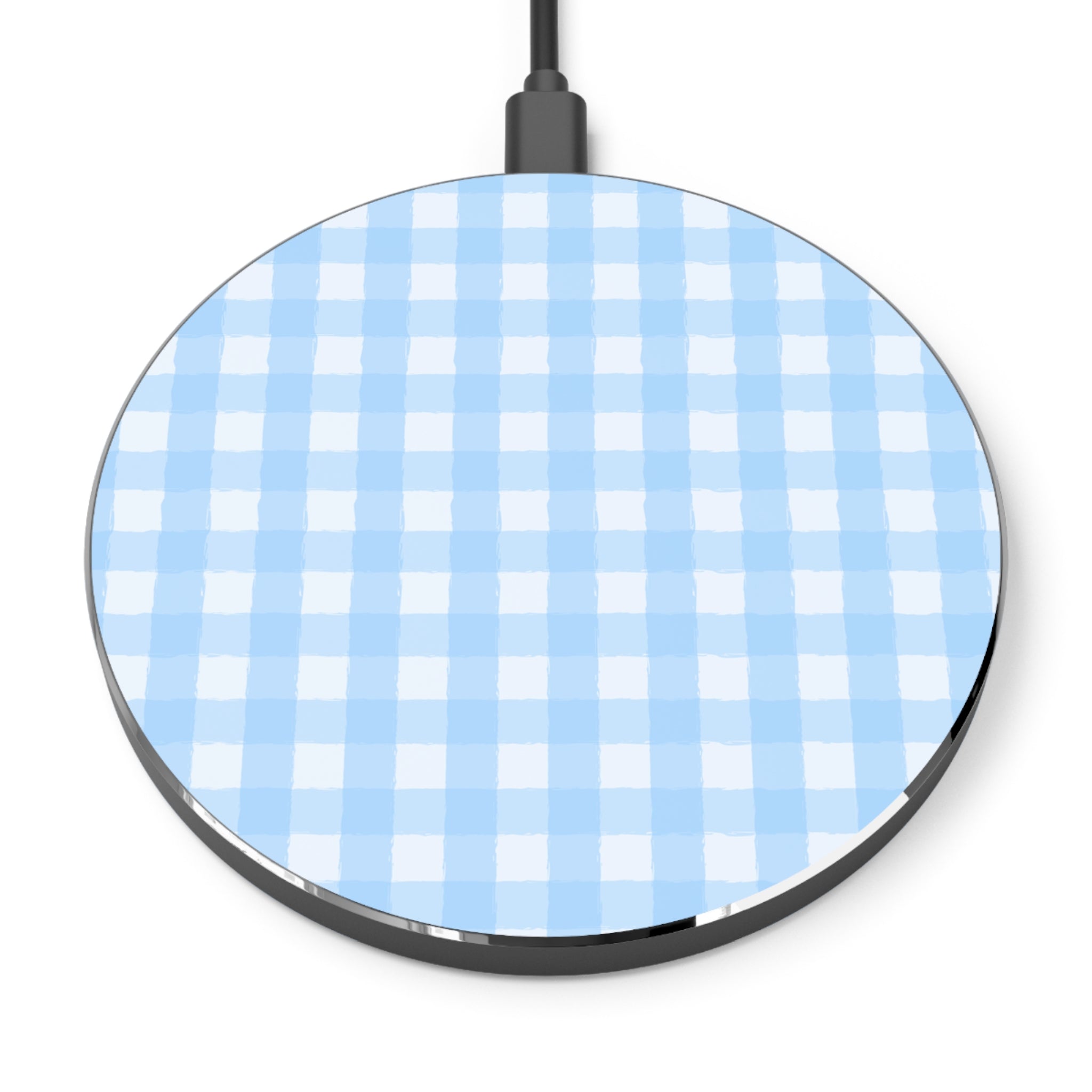 Blue Gingham Wireless Charger