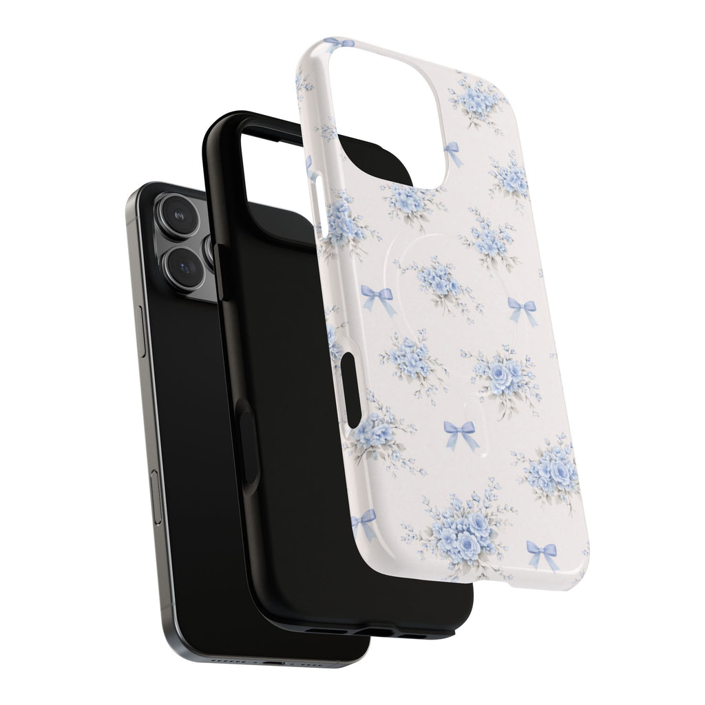 Blue Floral Bow iPhone Case – MagSafe Compatible