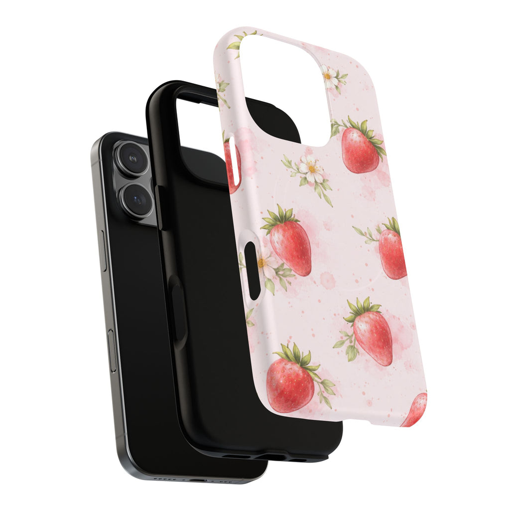 Strawberry Blossom iPhone Case – MagSafe Compatible