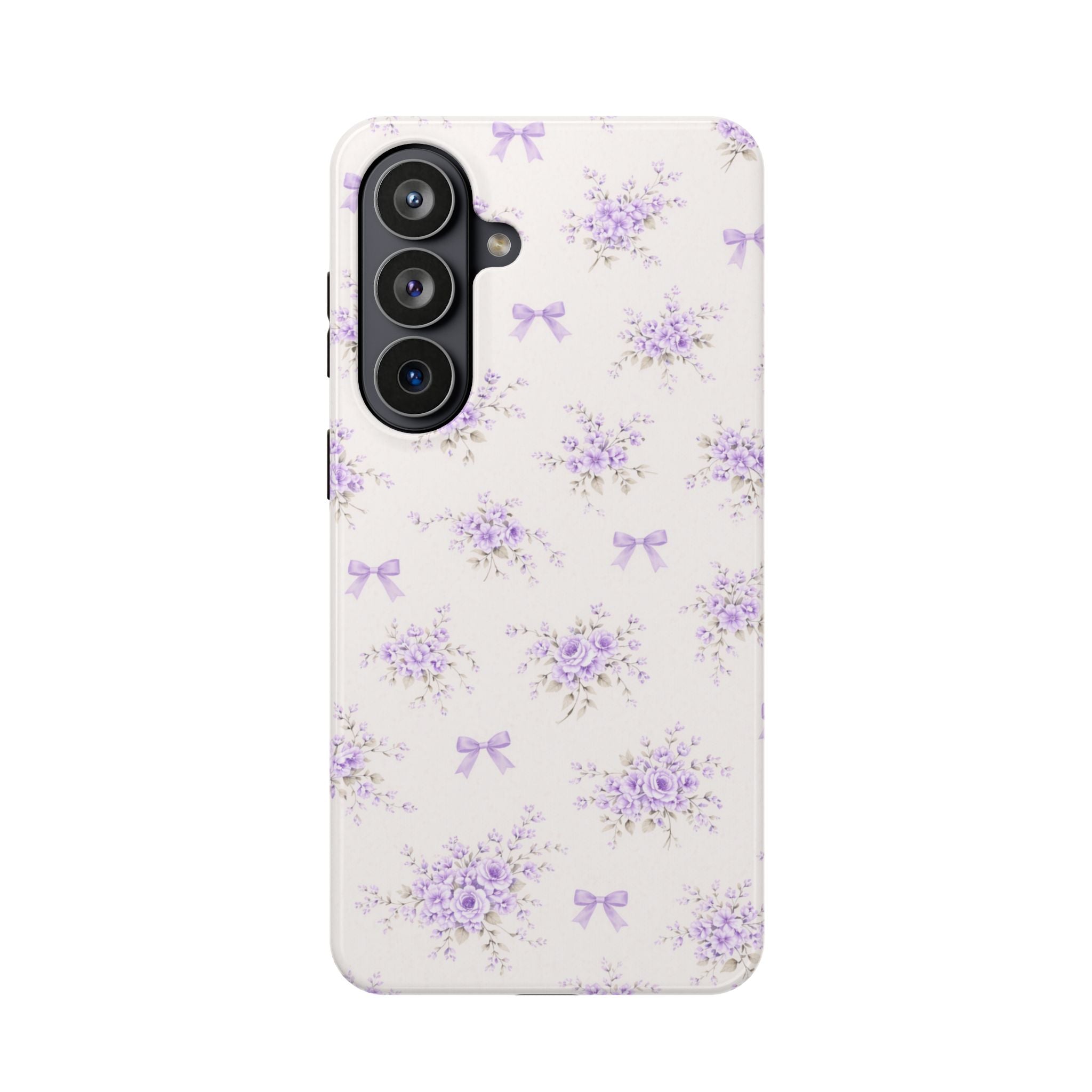 Lavender Floral Bouquet Samsung Galaxy  phone case | purple bow pattern