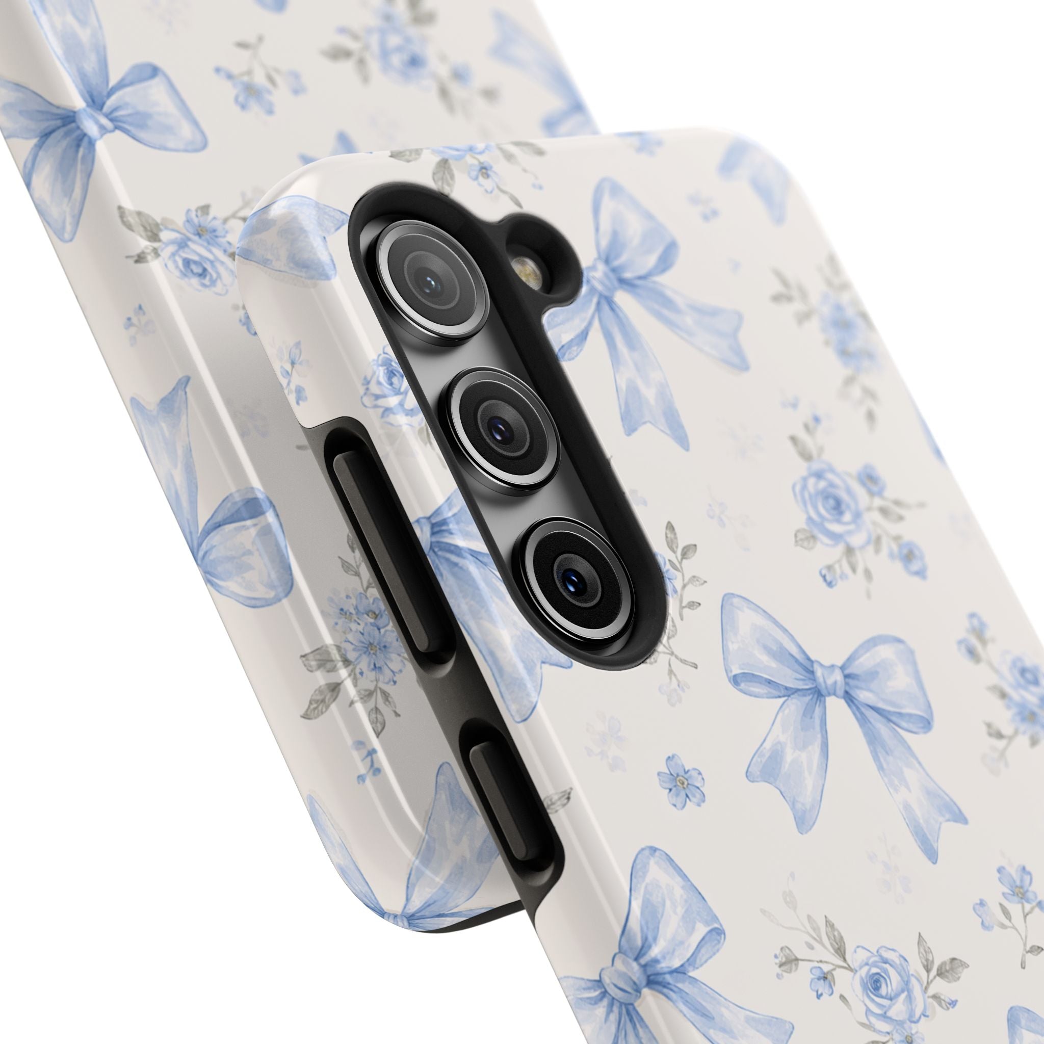 Blue Watercolor Bows Floral Pattern iPhone Case, Magnetic Impact-Resistant