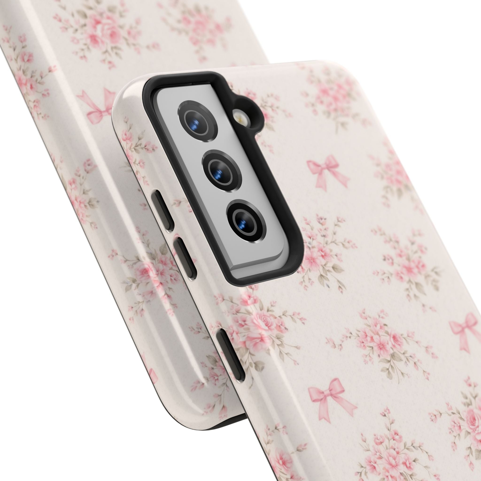 Pink Floral Bouquet Samsung Galaxy Tough Phone Case, Vintage Roses and Bows