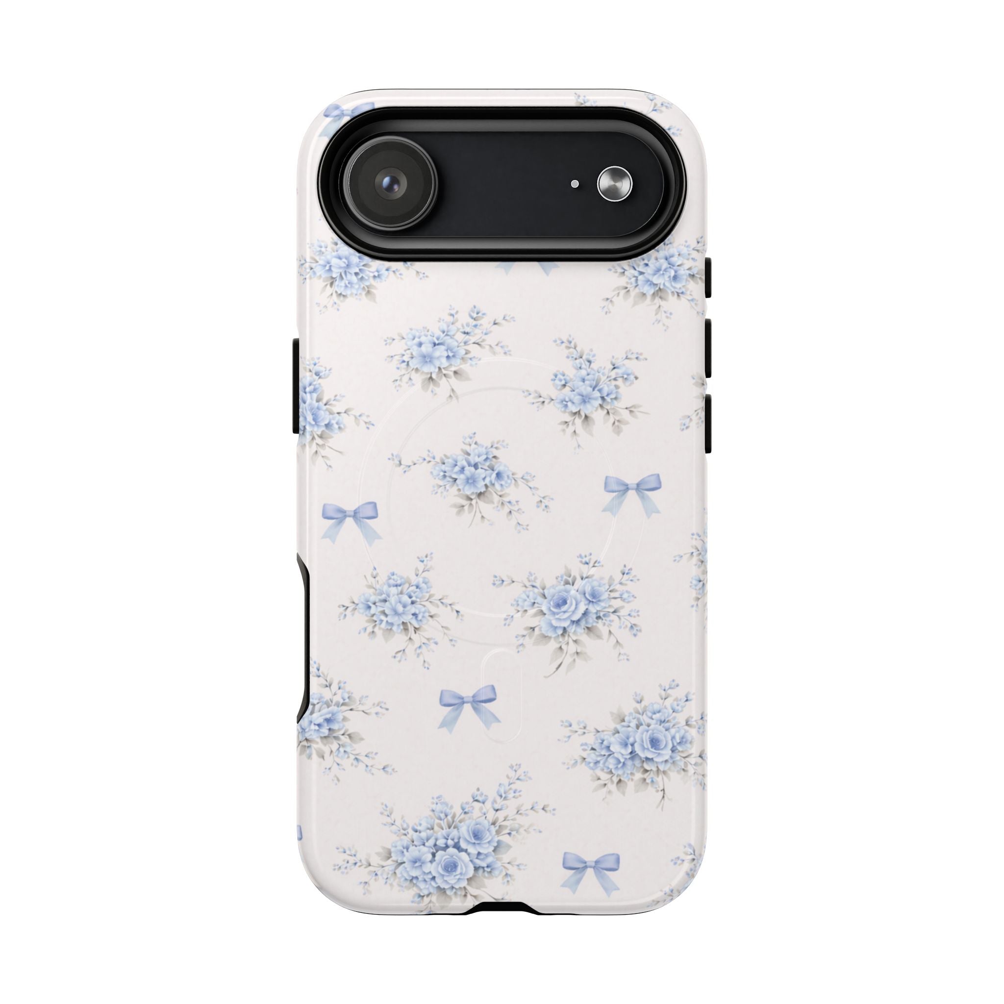 Blue Floral Bow iPhone Case – MagSafe Compatible