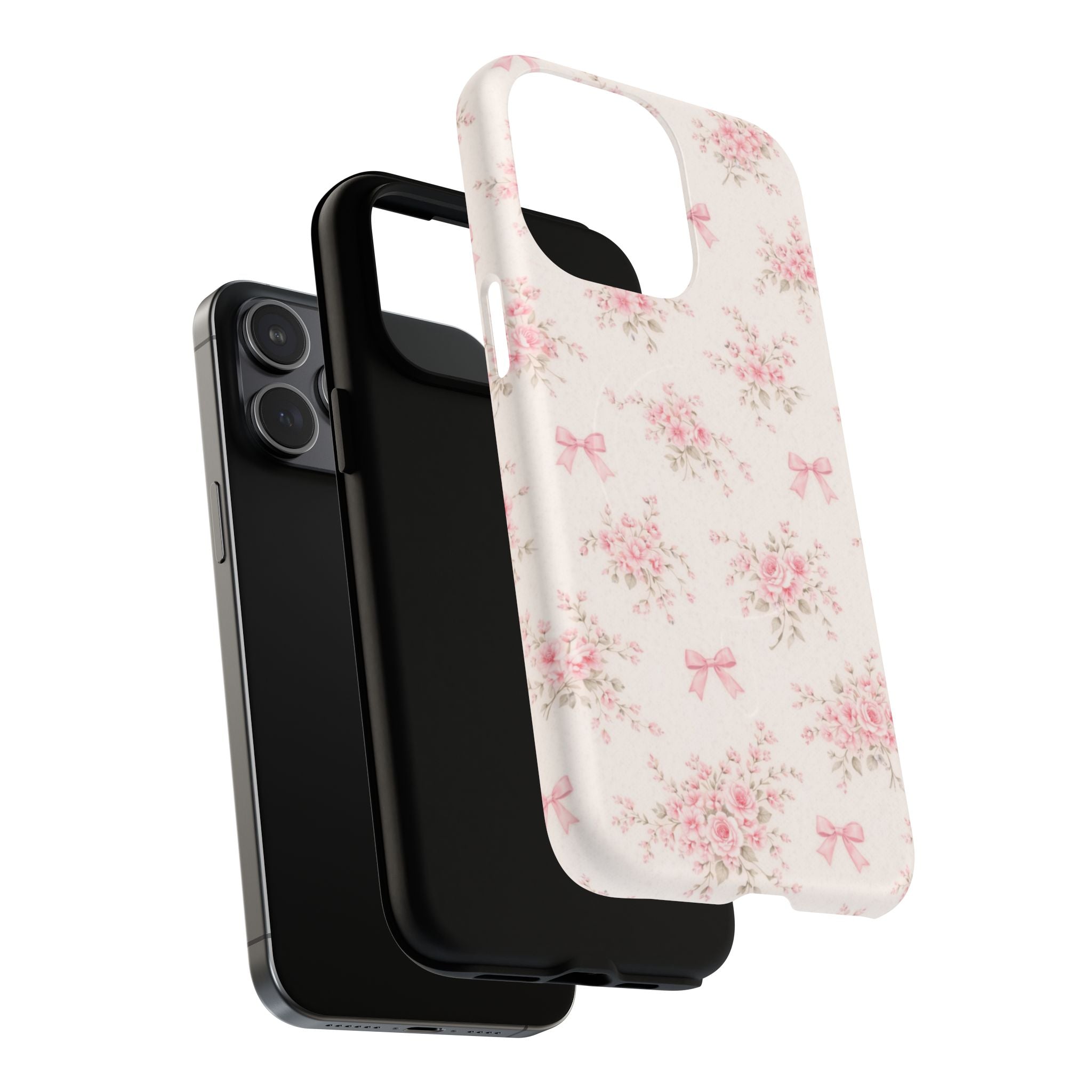 Floral Pink Bow iPhone Case – MagSafe Compatible