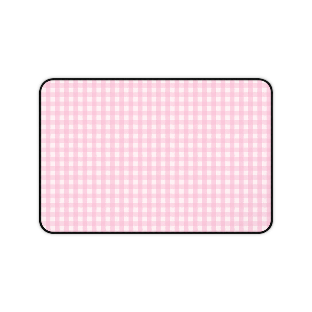 Pink Gingham Desk Mat – Cute Pastel Mousepad for Home Office & Study