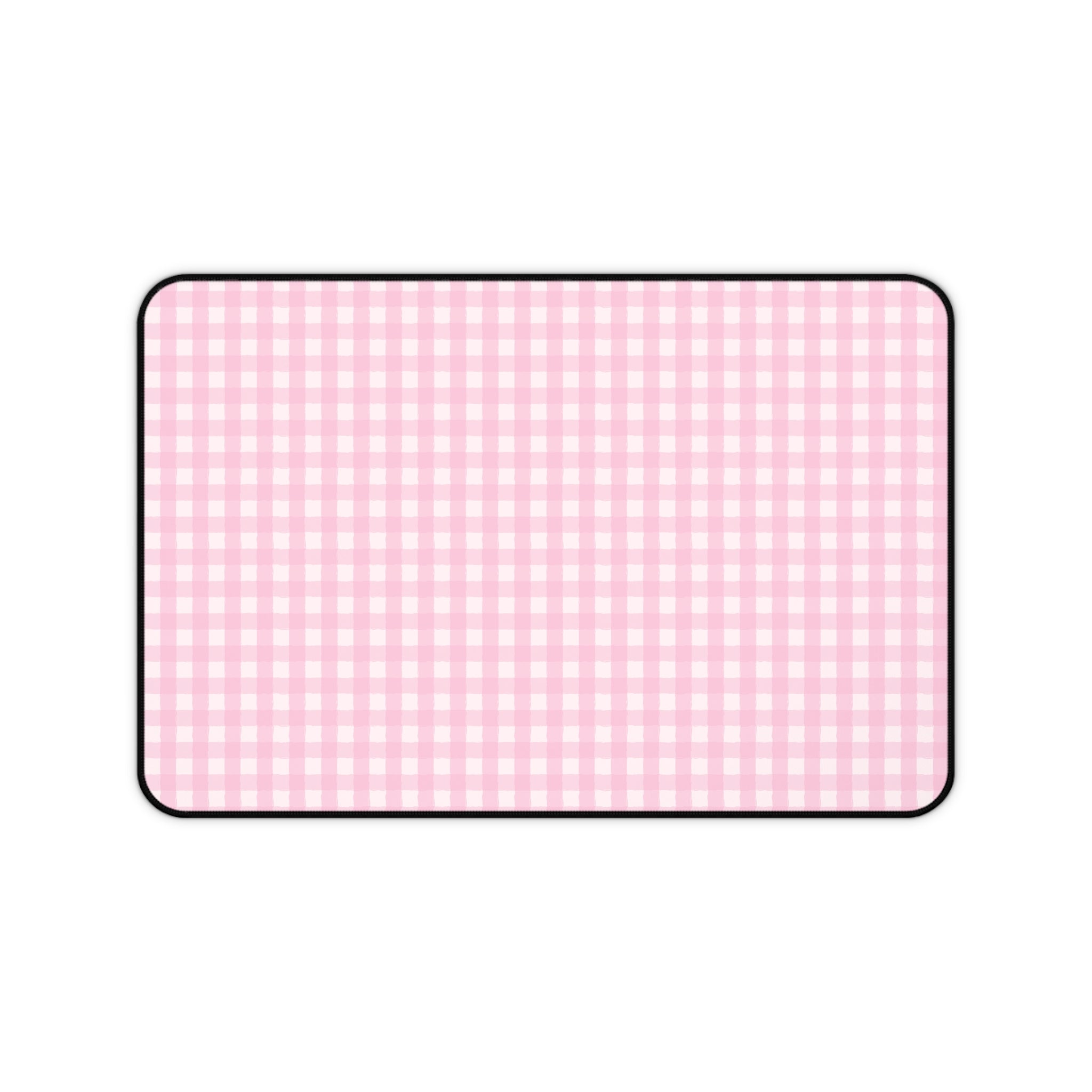 Pink Gingham Desk Mat – Cute Pastel Mousepad for Home Office & Study