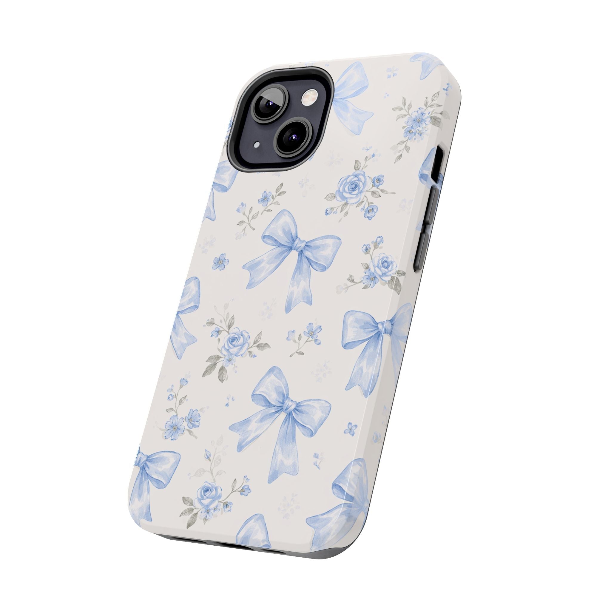 Blue Watercolor Bows iPhone Case, Floral Bow Pattern