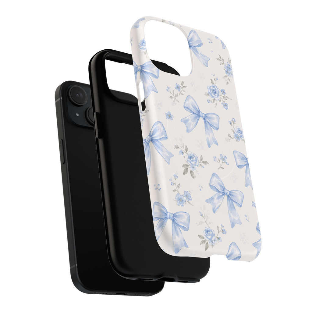 Floral Blue Bow iPhone Case – MagSafe Compatible