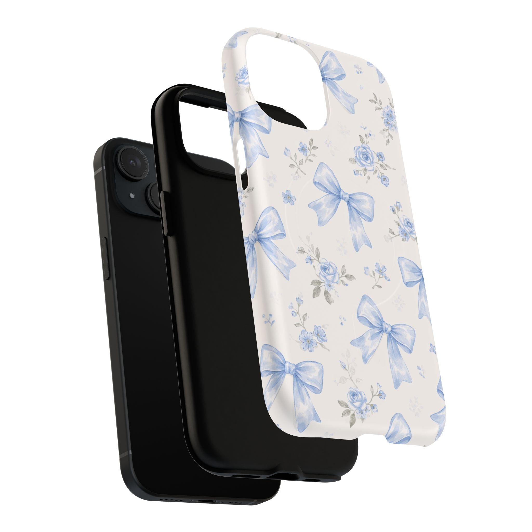 Floral Blue Bow iPhone Case – MagSafe Compatible