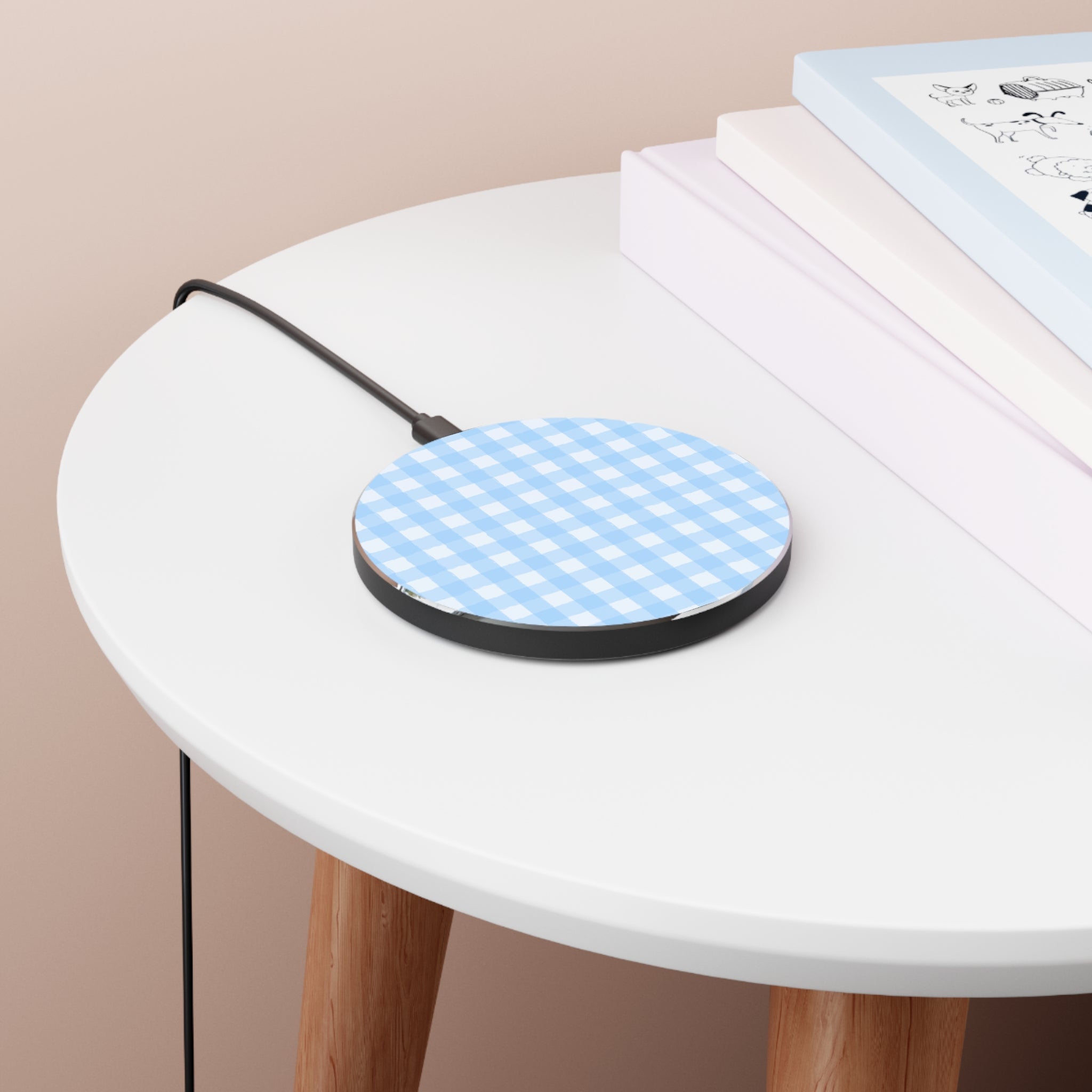 Blue Gingham Wireless Charger